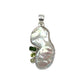 Silver Pearl, Peridot & Green Kyanite Pendants