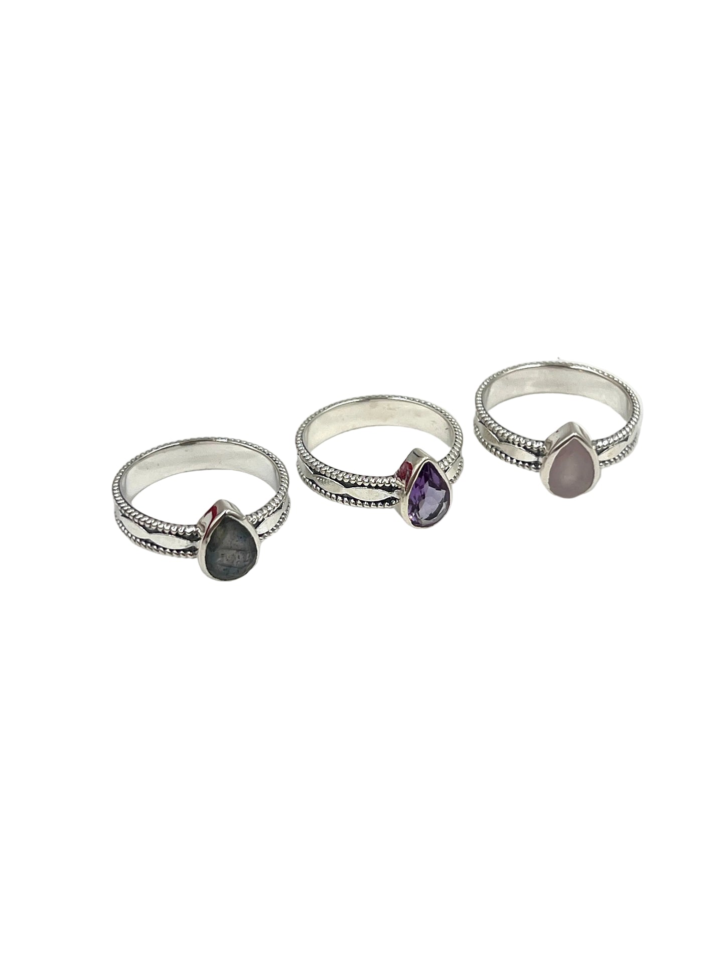 Faceted Teardrop Gemstone Rings
