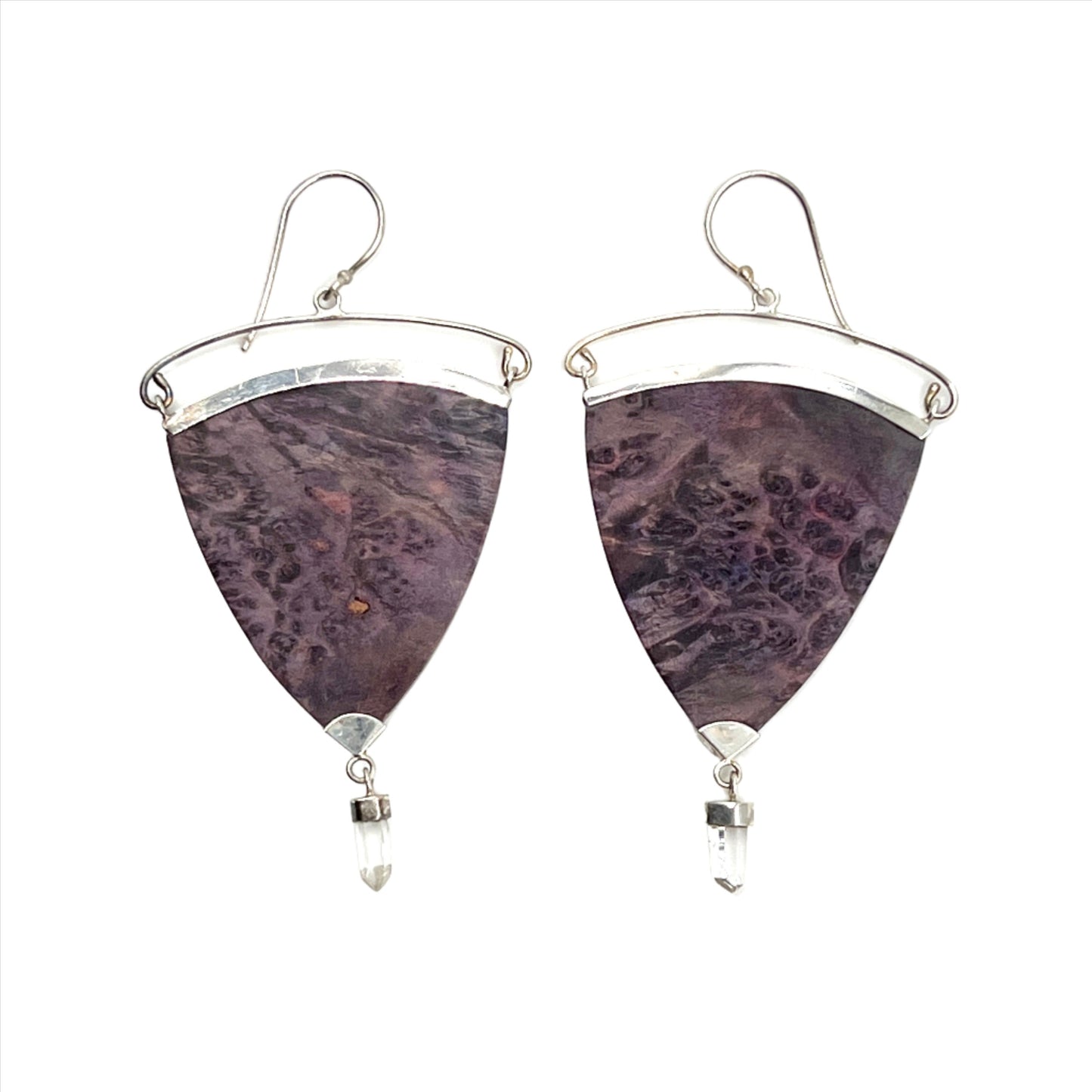 Sterling Silver Crystal & Burl Wood Earrings