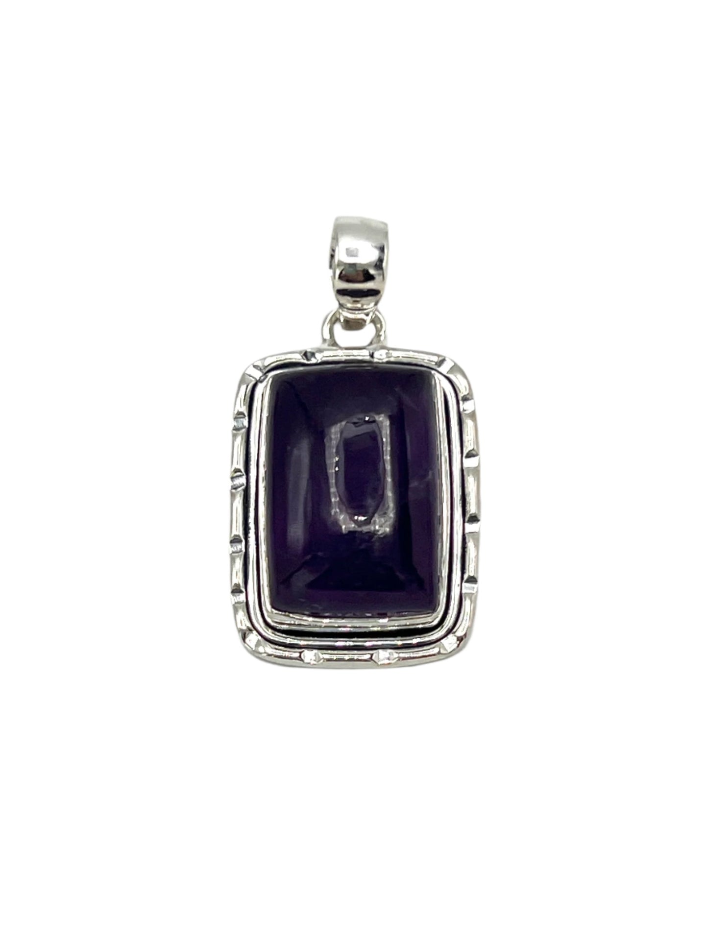 Sterling Silver Rectangle Amethyst Pendants