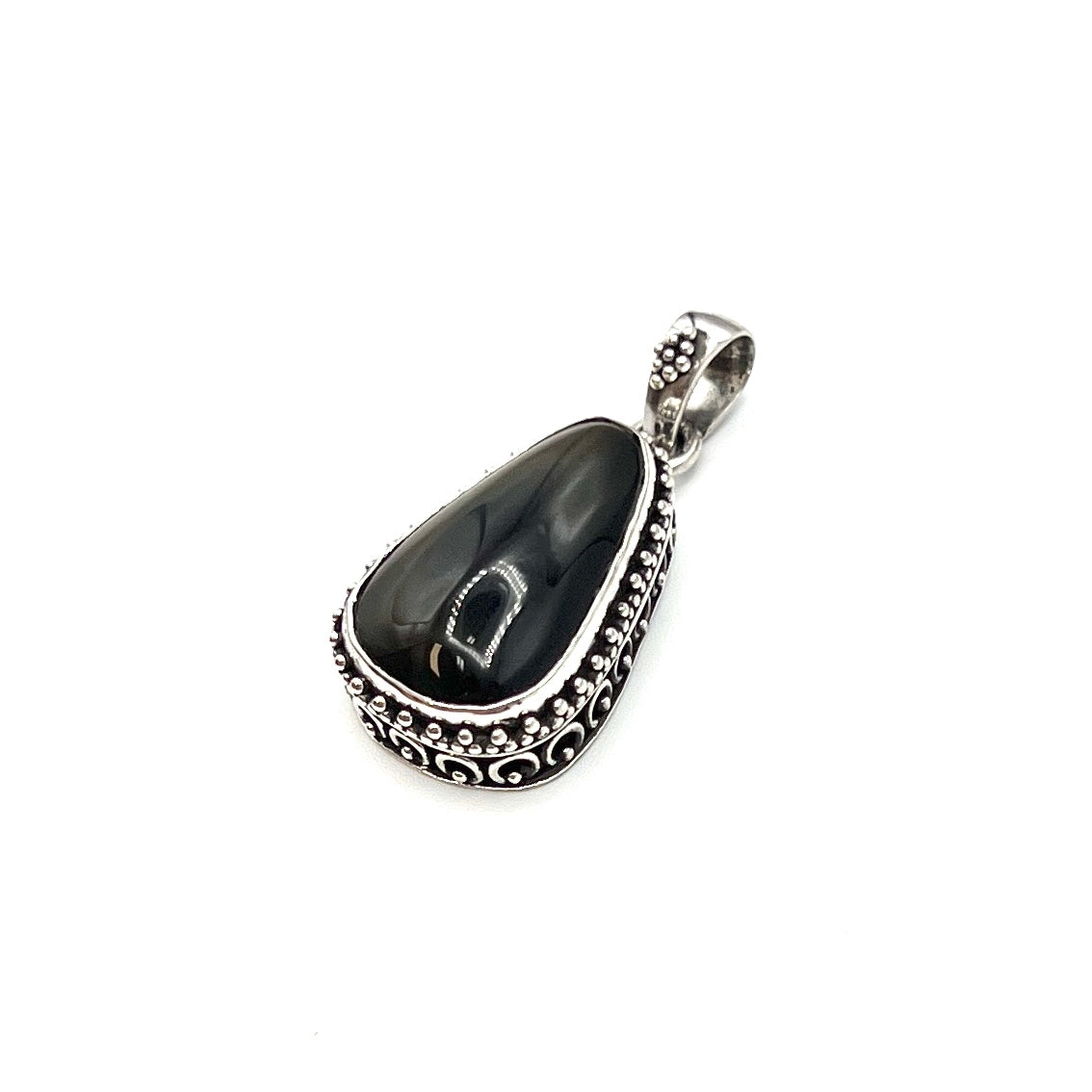 Sterling Silver Beaded Rainbow Obsidian Pendants