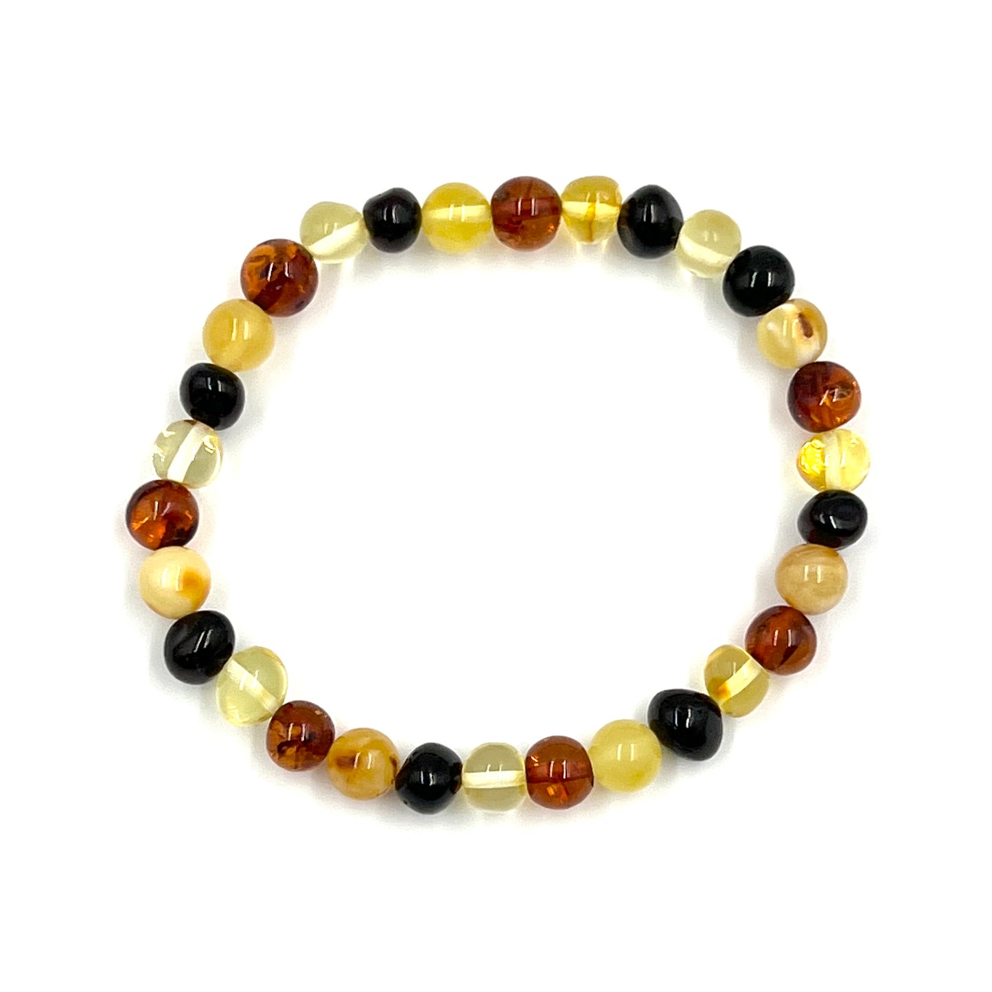 Multi Polished Amber Stretchy Bracelet