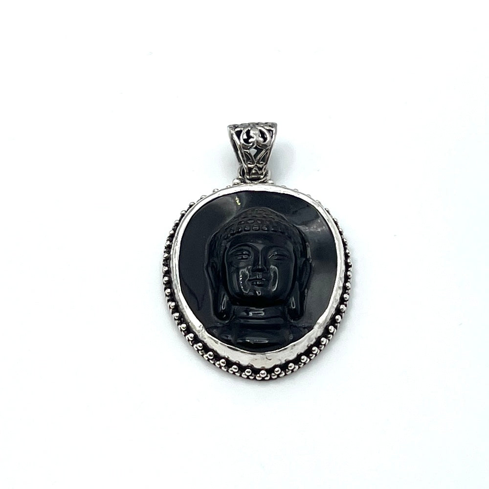 Black Obsidian Buddha Pendants