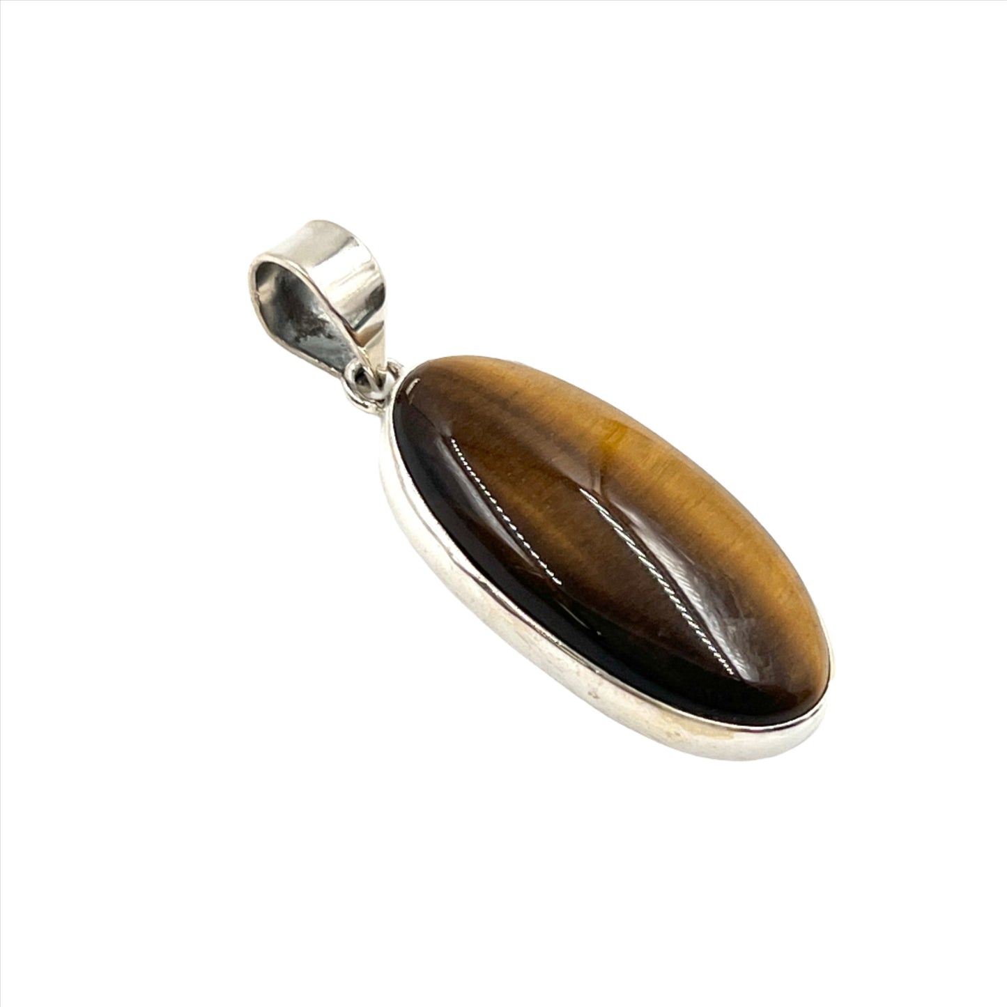 Sterling Silver Tigers Eye Oval Pendants