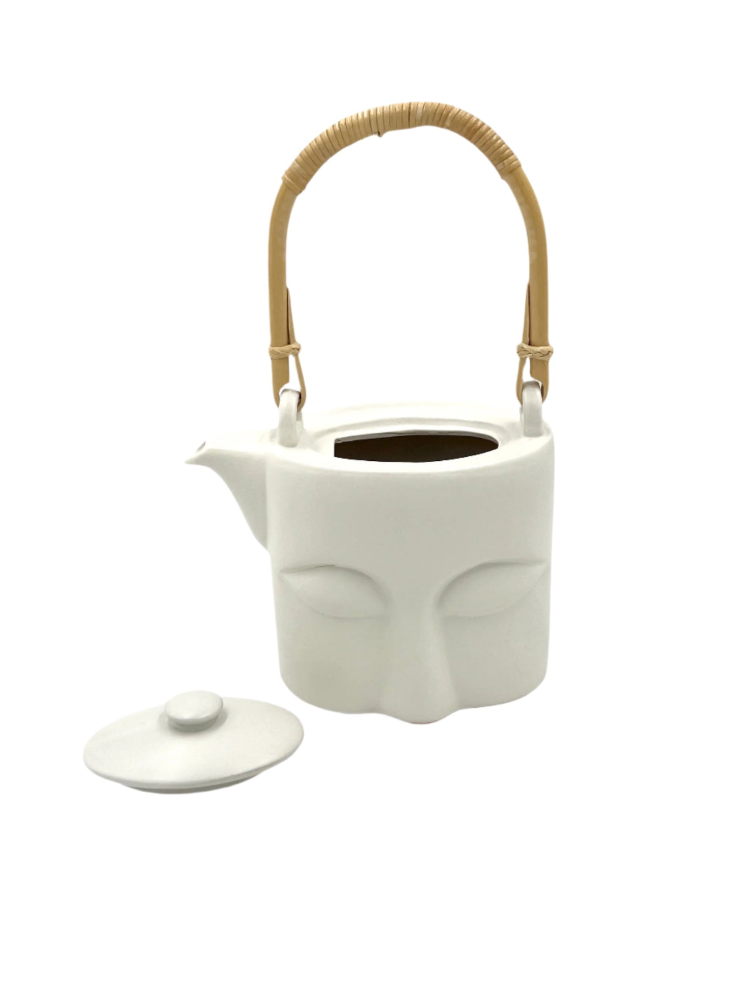 White Buddha Face Tea Pot Set