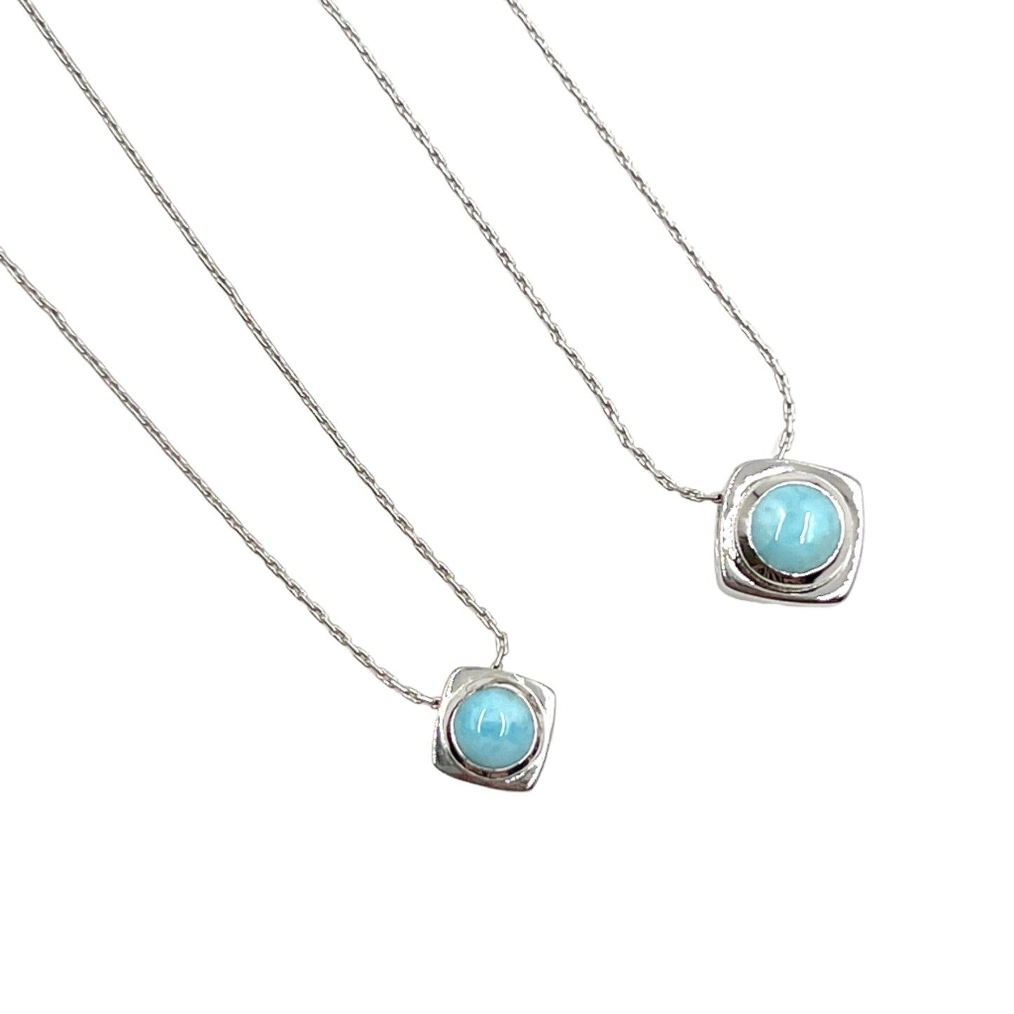Sterling Silver Square Larimar Necklaces
