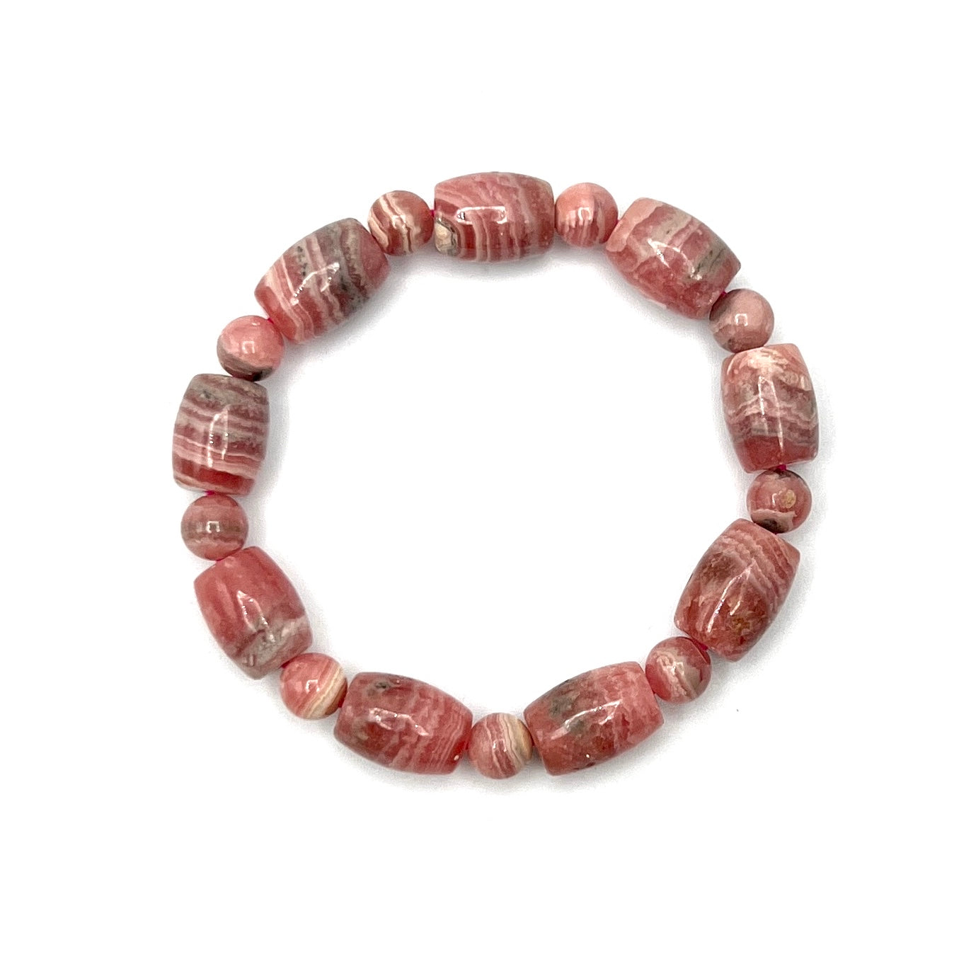 Rhodochrosite Barrel Stretchy Bracelets