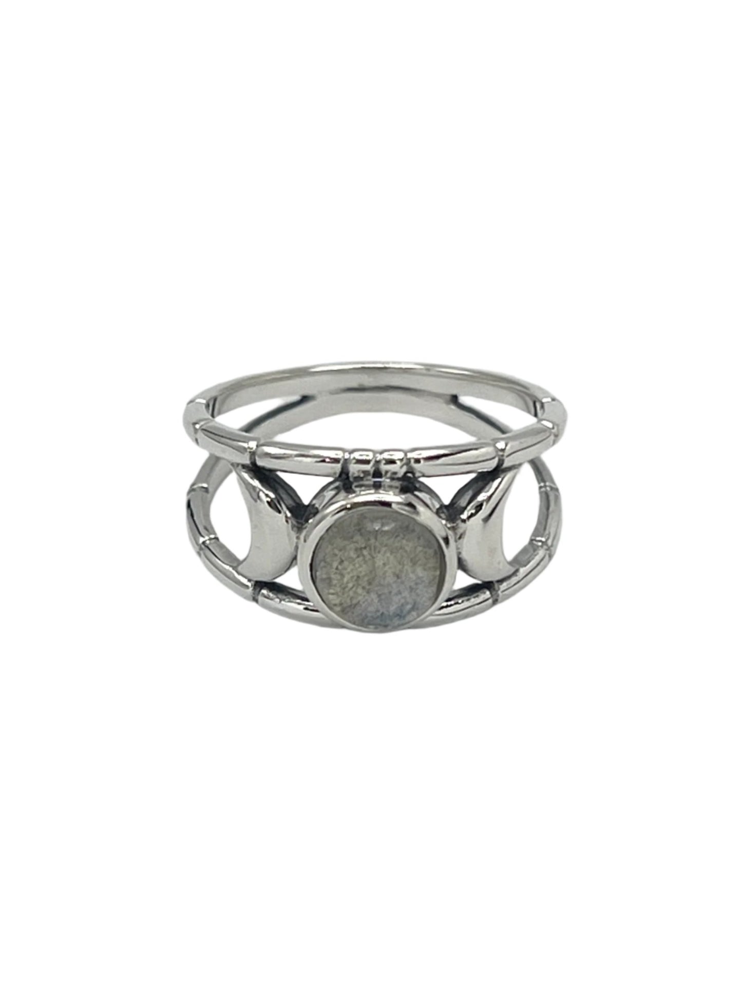 Sterling Silver Labradorite & Moonstone Moon Rings