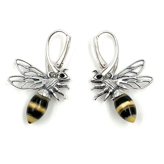Amber Bee Dangle Earrings