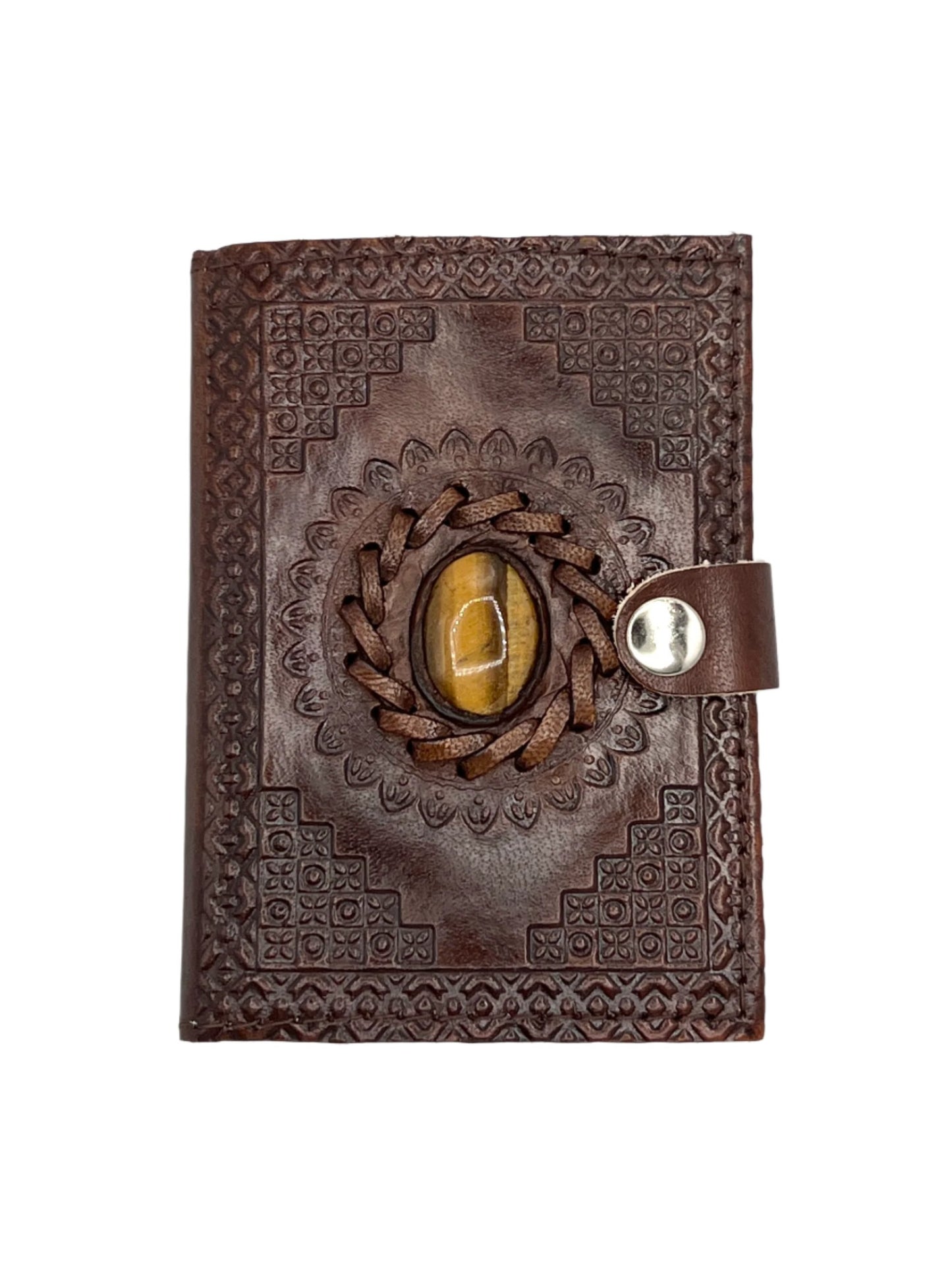 Camel Leather Gemstone Journal | Mandala | 5" x 3.5" x 1/2"