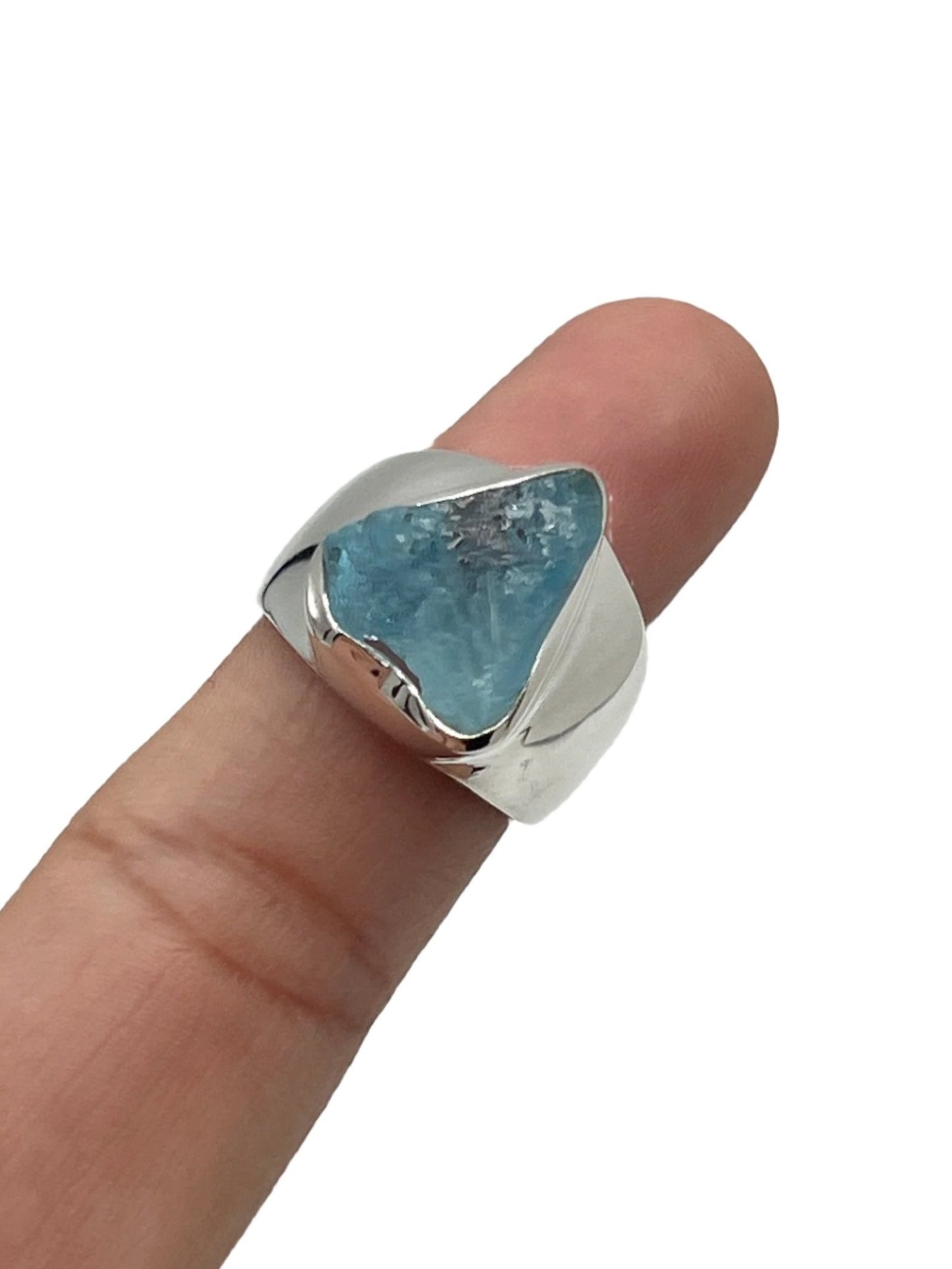 Sterling Silver Raw Blue Topaz Rings