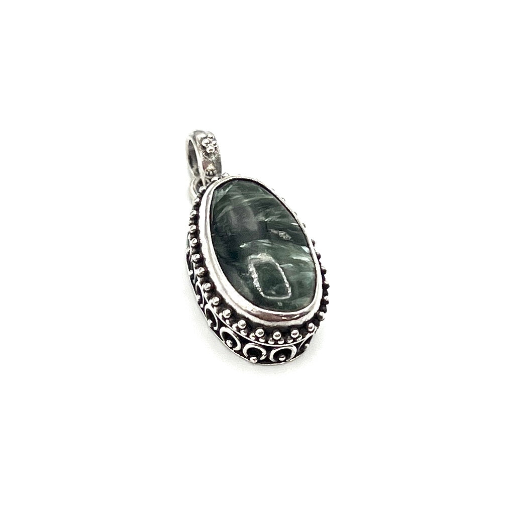 Sterling Silver Beaded Seraphinite Pendants