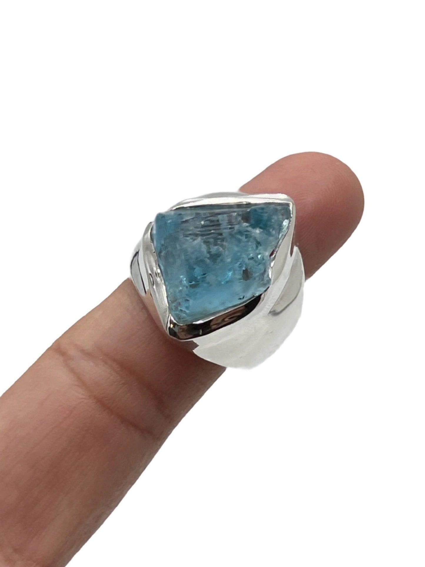 Sterling Silver Raw Blue Topaz Rings
