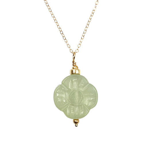 Jade Flower Gold Filled Necklace