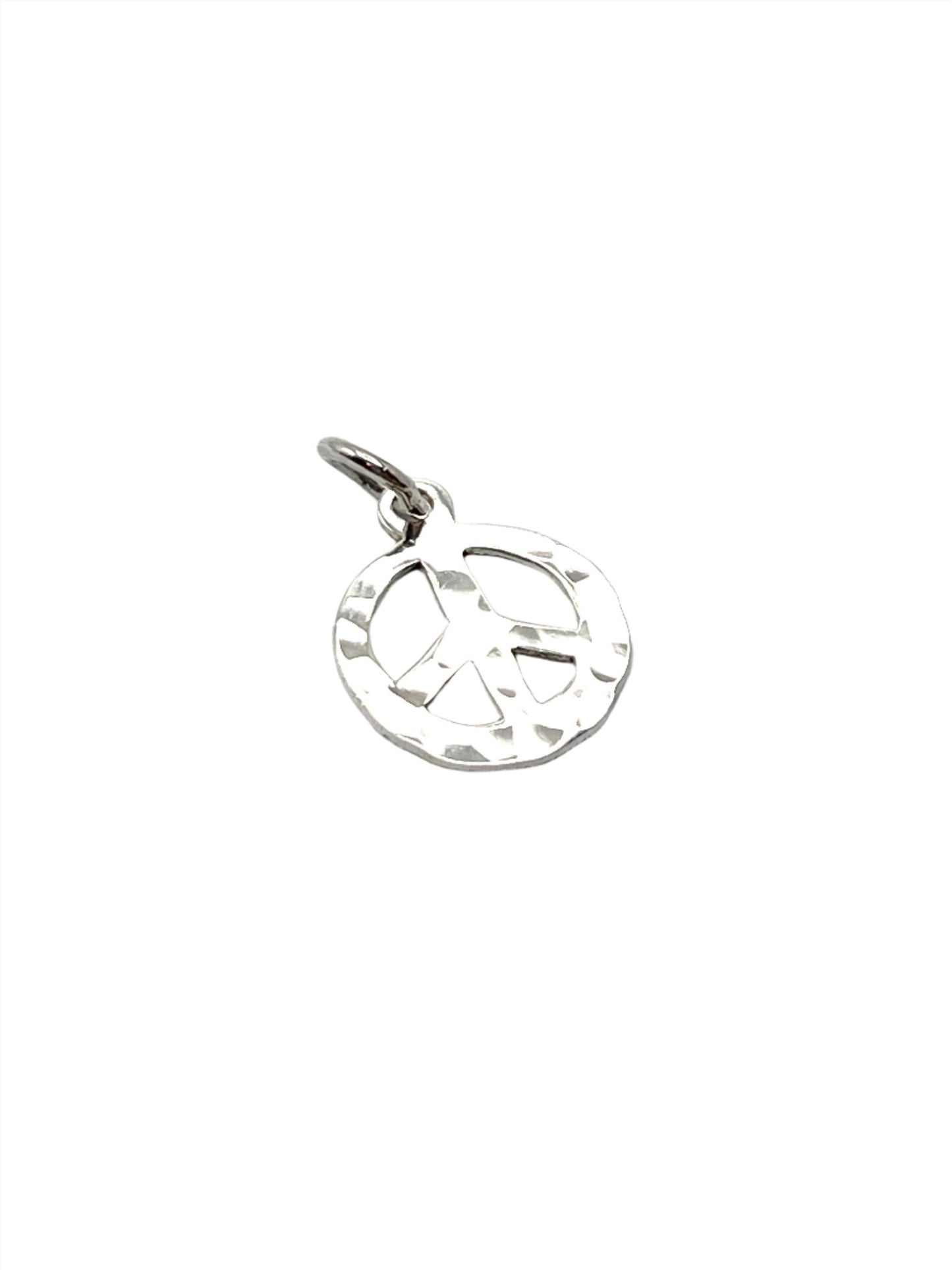 Sterling Silver Hammered Peace Pendant