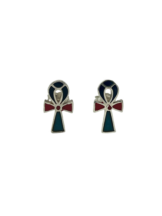 Silver Ankh Studs