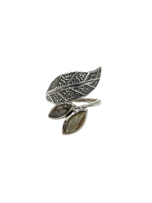 Marquise Leaf Labradorite Ring