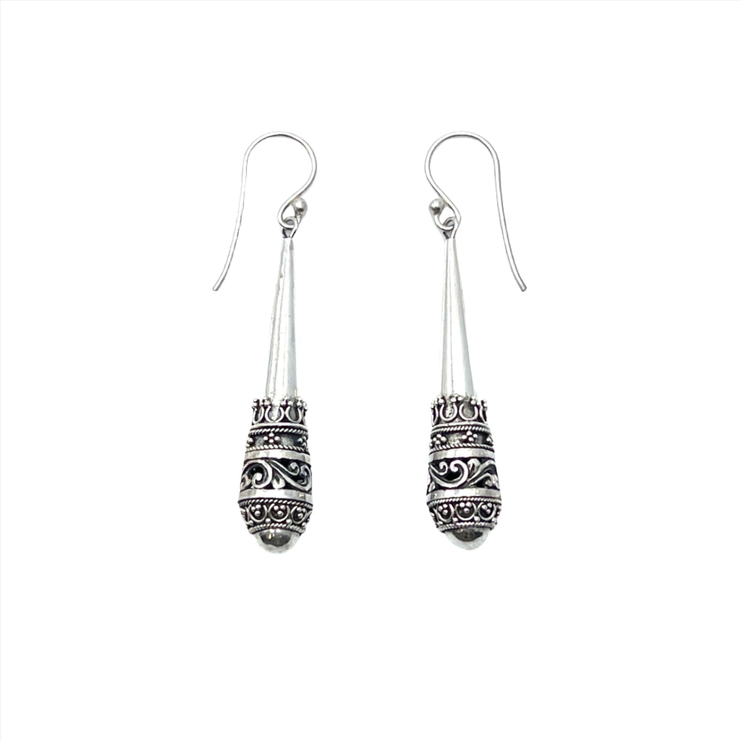 Sterling Silver Crown Drop Earrings