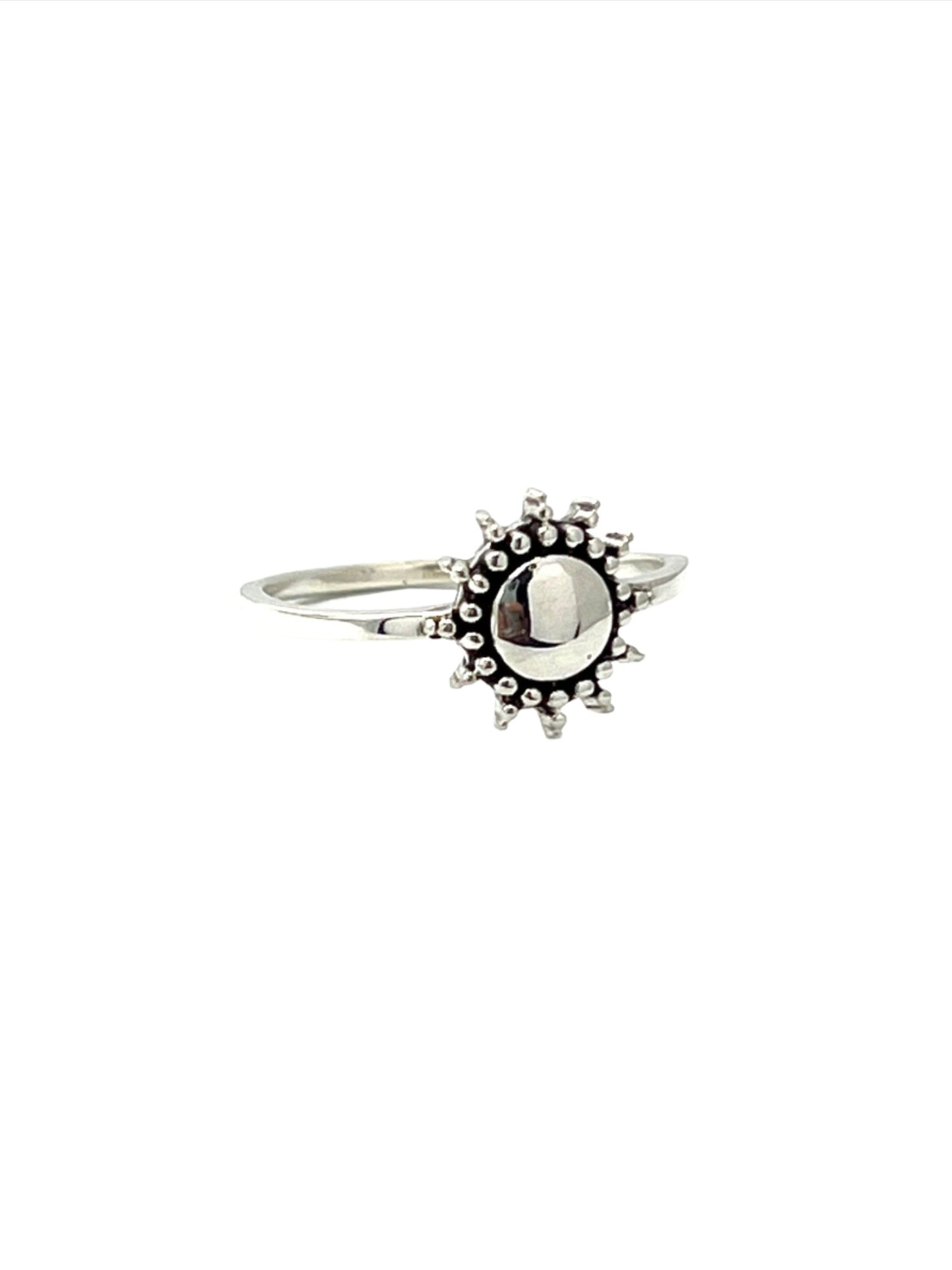 Sterling Silver Beaded Sun Ring