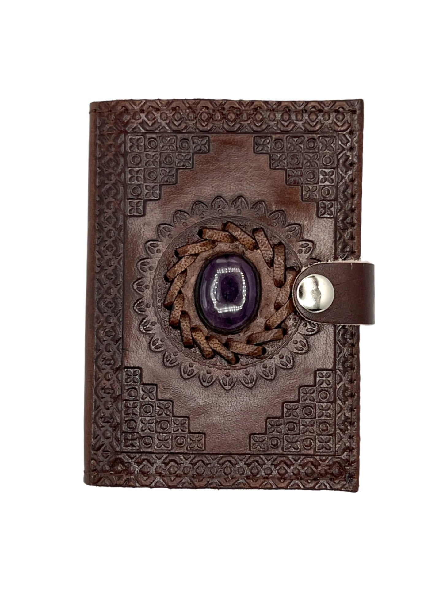 Camel Leather Gemstone Journal | Mandala | 5" x 3.5" x 1/2"