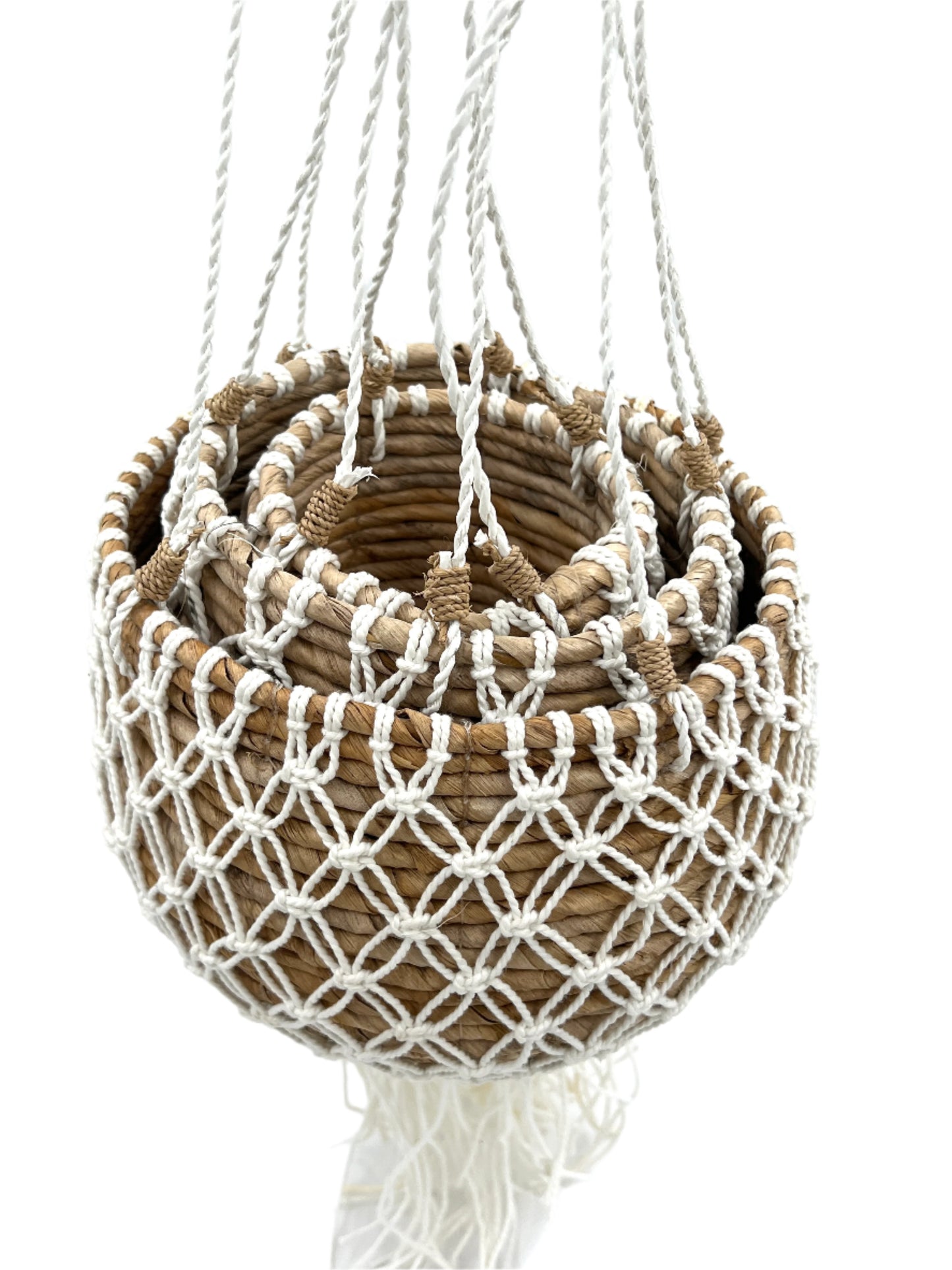 Banana Leaf White Hanging Plant Basket Sets