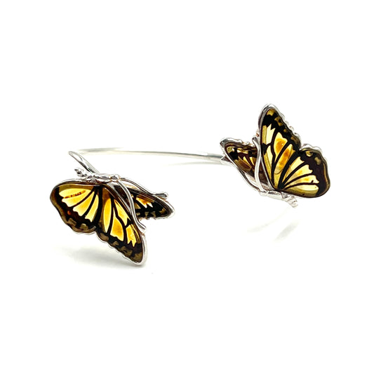 Sterling Silver Amber Butterfly Cuff