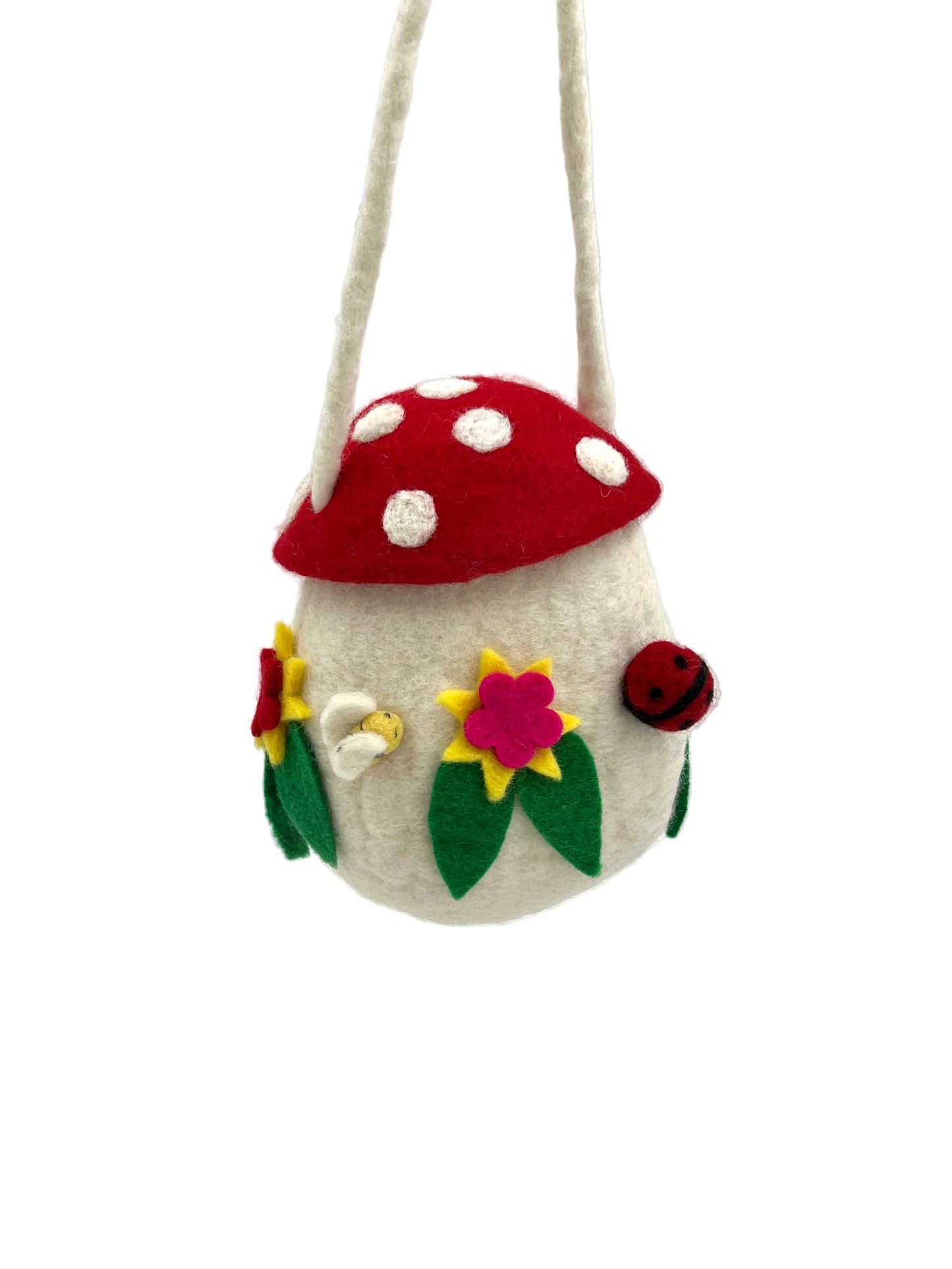 Hand felted Red Mushroom Bag