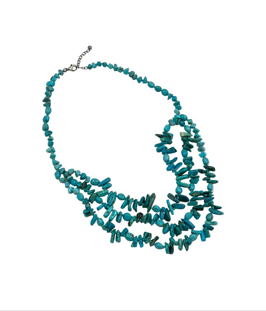 Hand Knotted Chip Turquoise Necklace