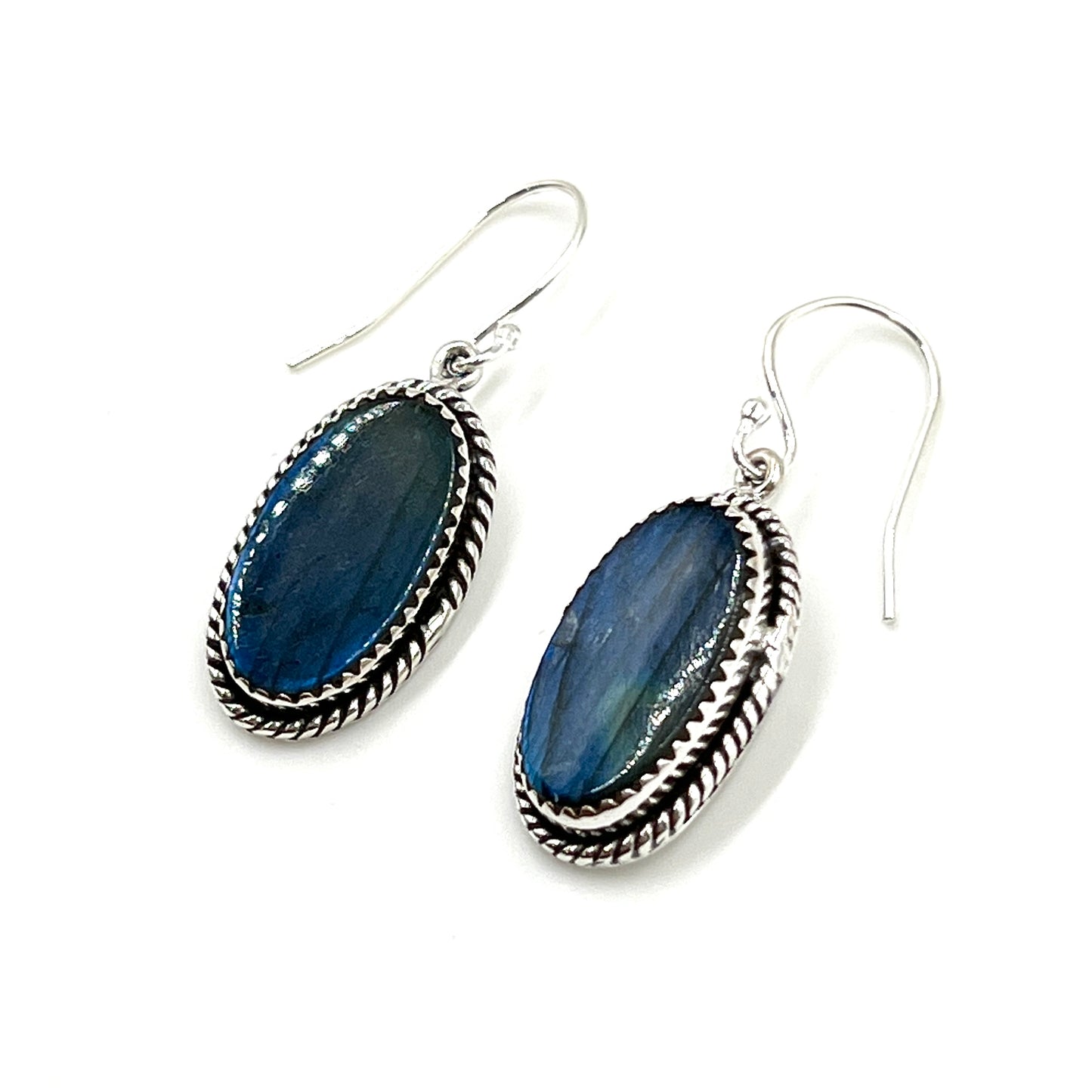 Sterling Silver Oval Labradorite Earrings