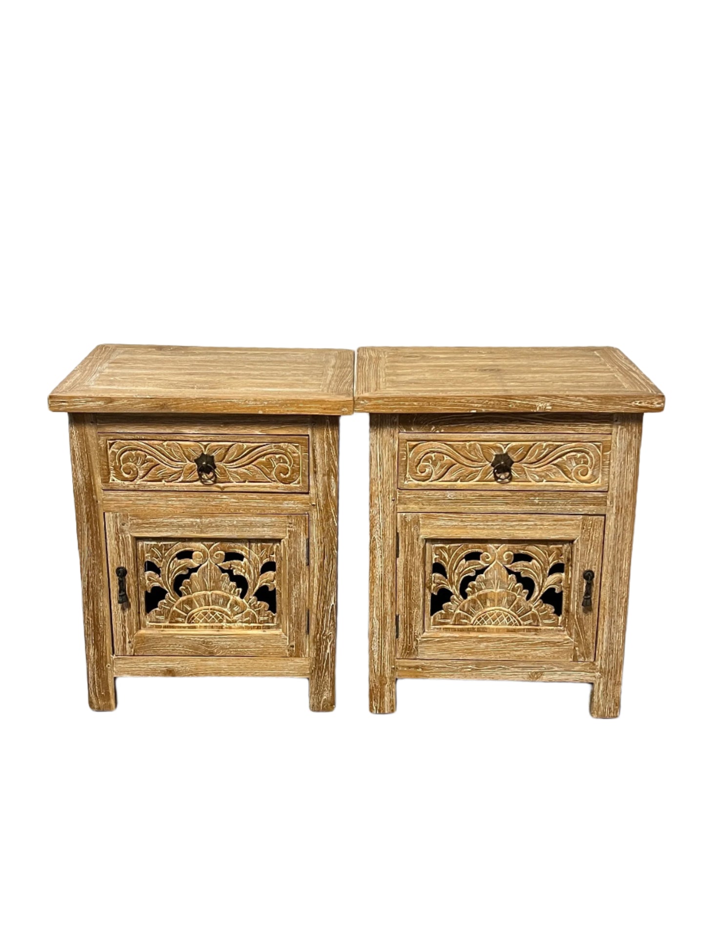 White Washed Teakwood Night Stands