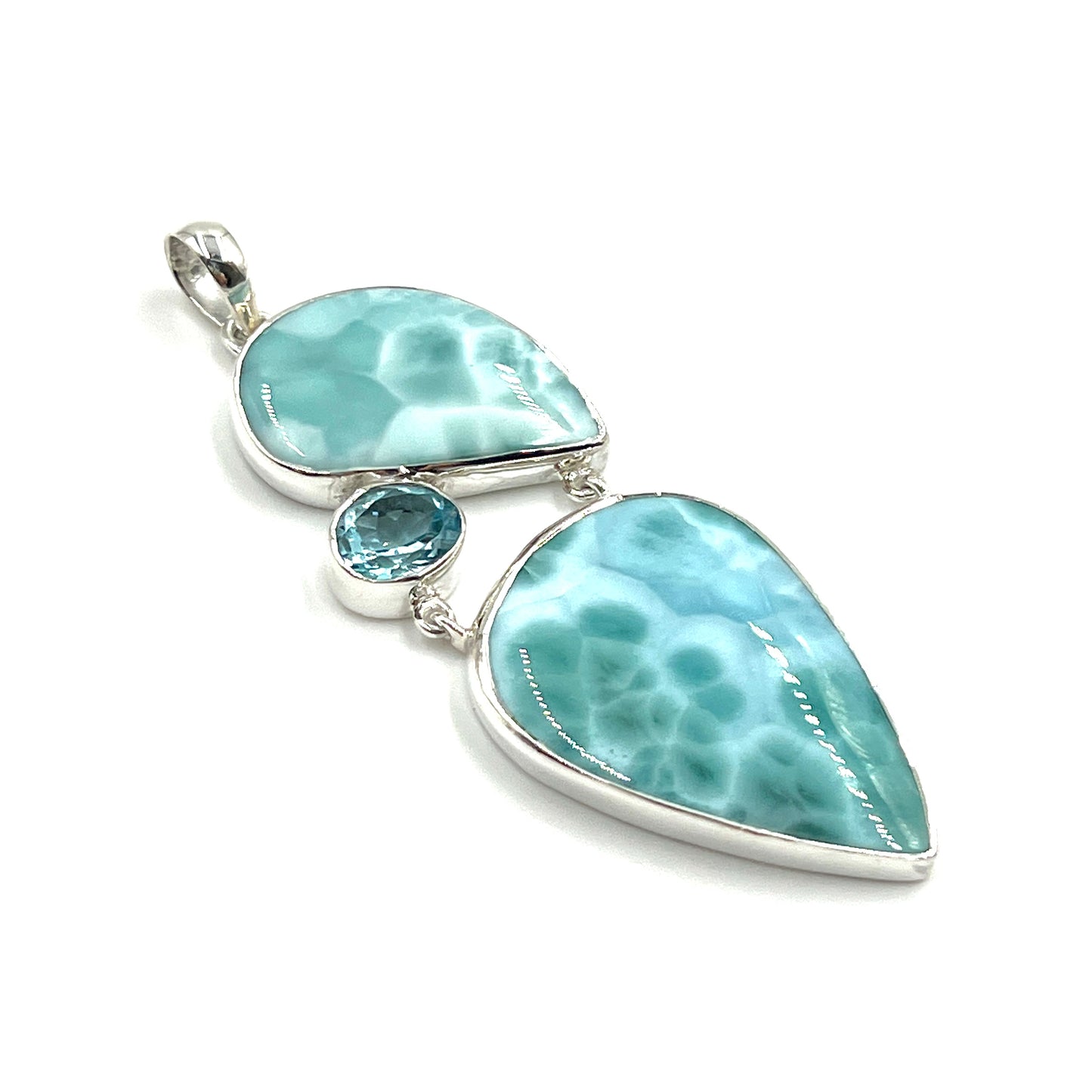 Sterling Silver Larimar & Blue Topaz Pendants