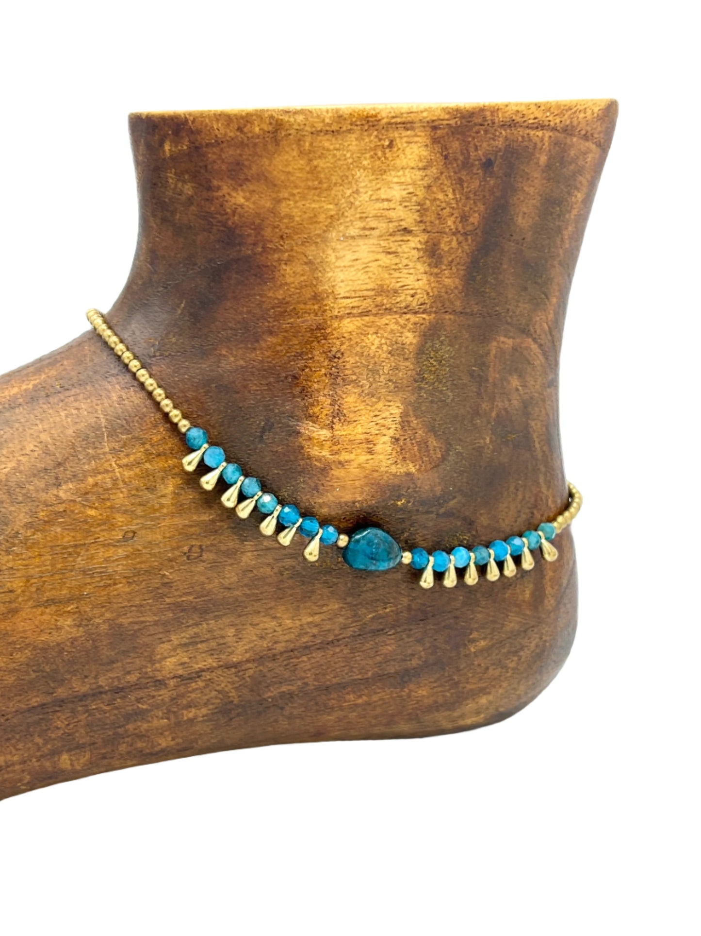 Gemstone Teardrop Brass Anklets