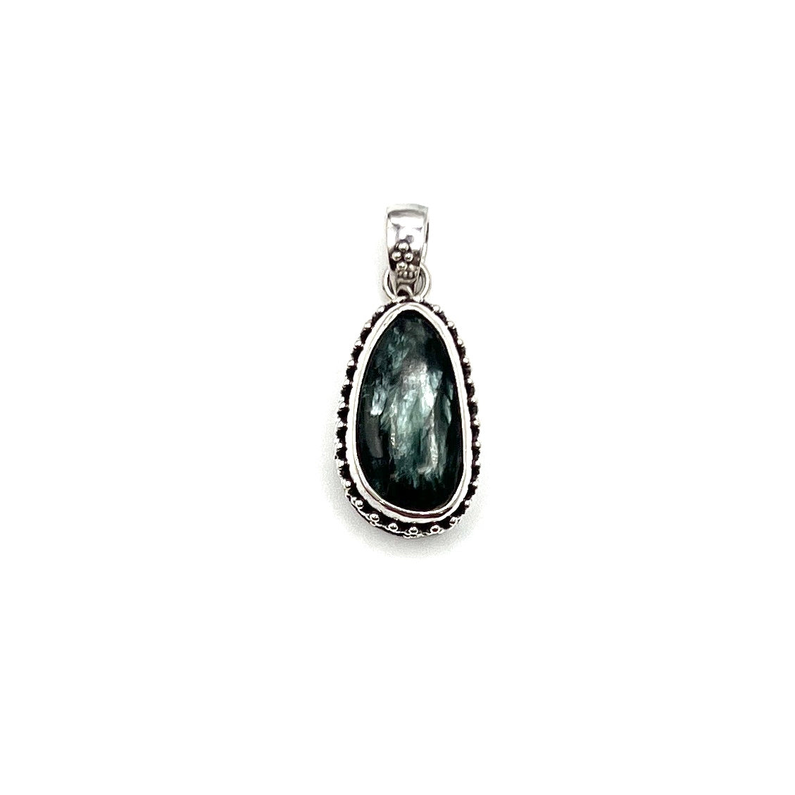 Sterling Silver Beaded Seraphinite Pendants