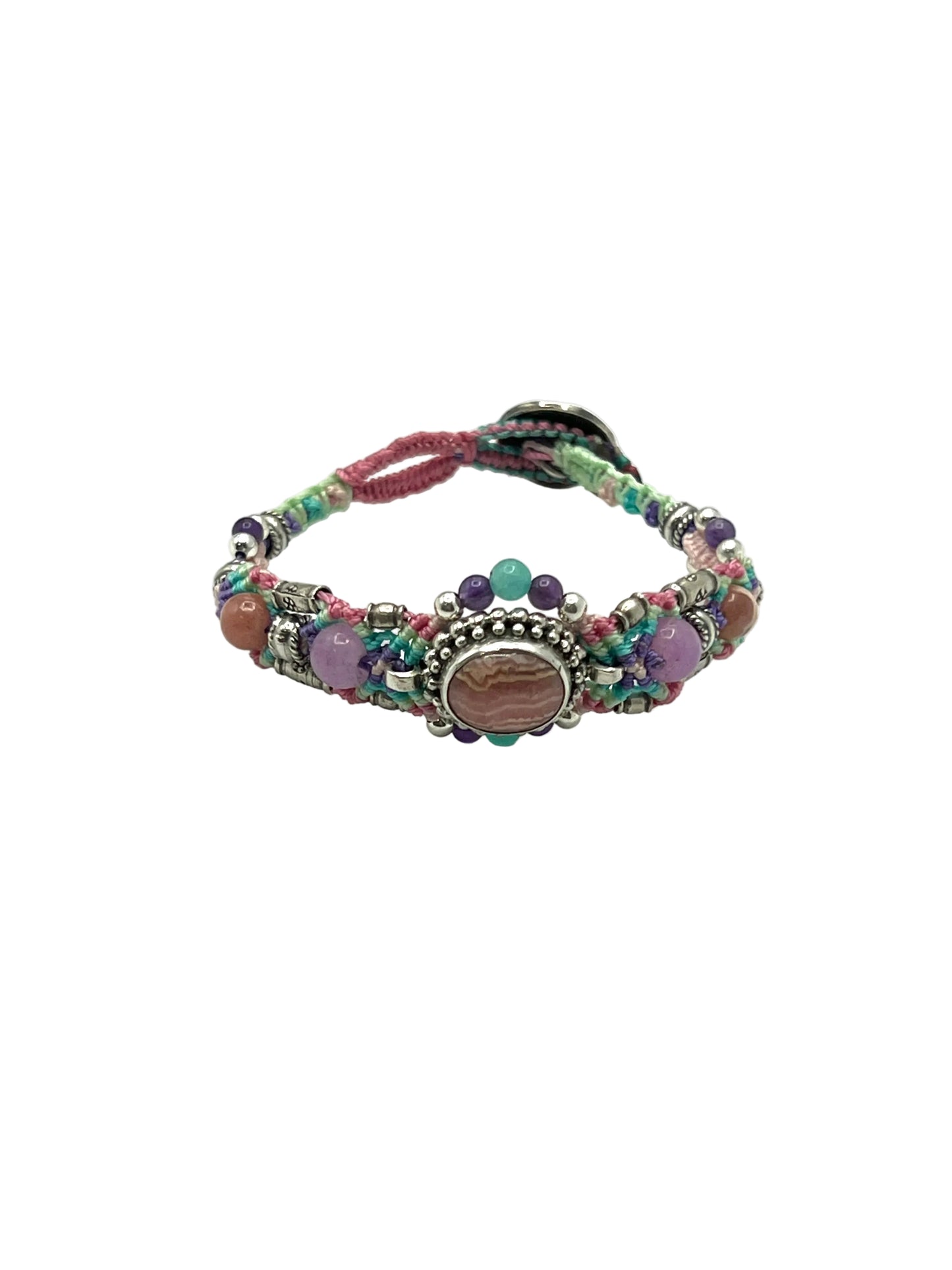 Macrame Rhodochrosite Bracelet