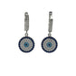 Silver Evil Eye Flat Dangle Earrings