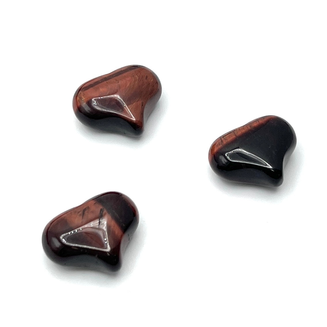 Red Tigers Eye Puffy Hearts