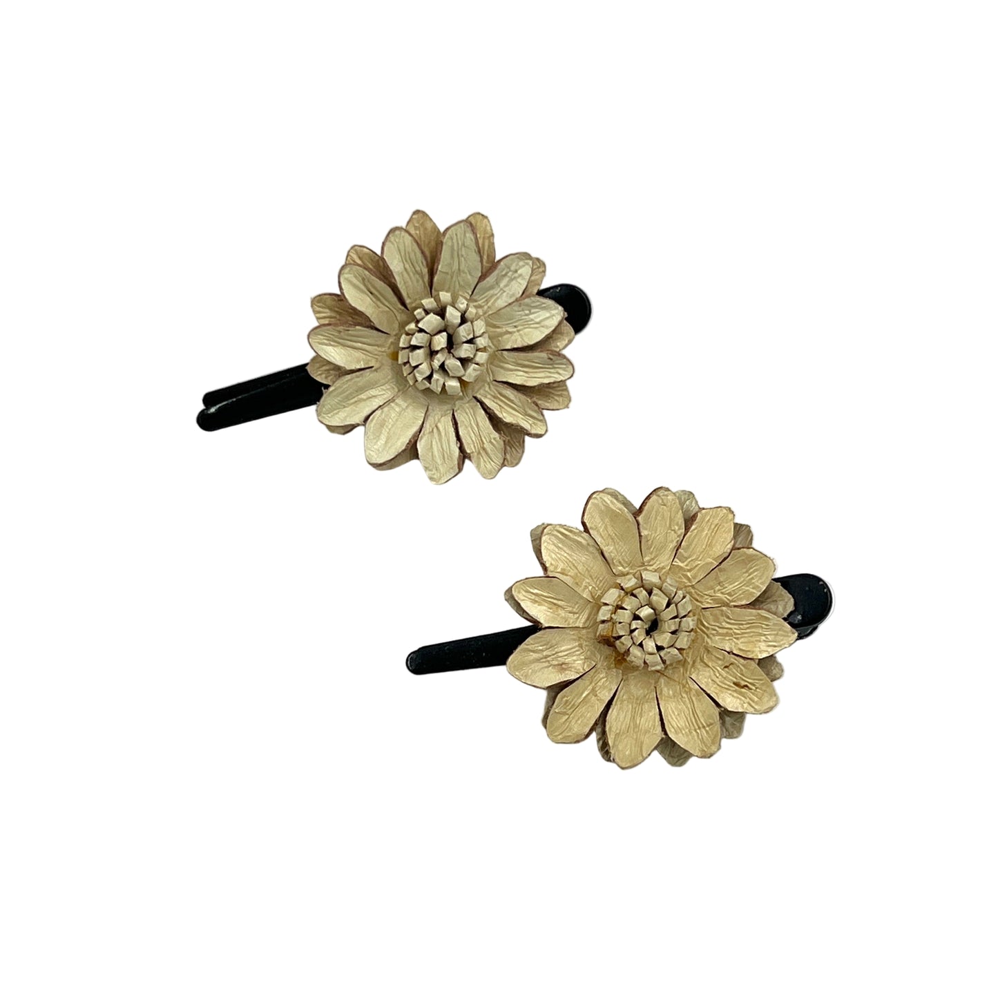 Leather Flower Hair Clips