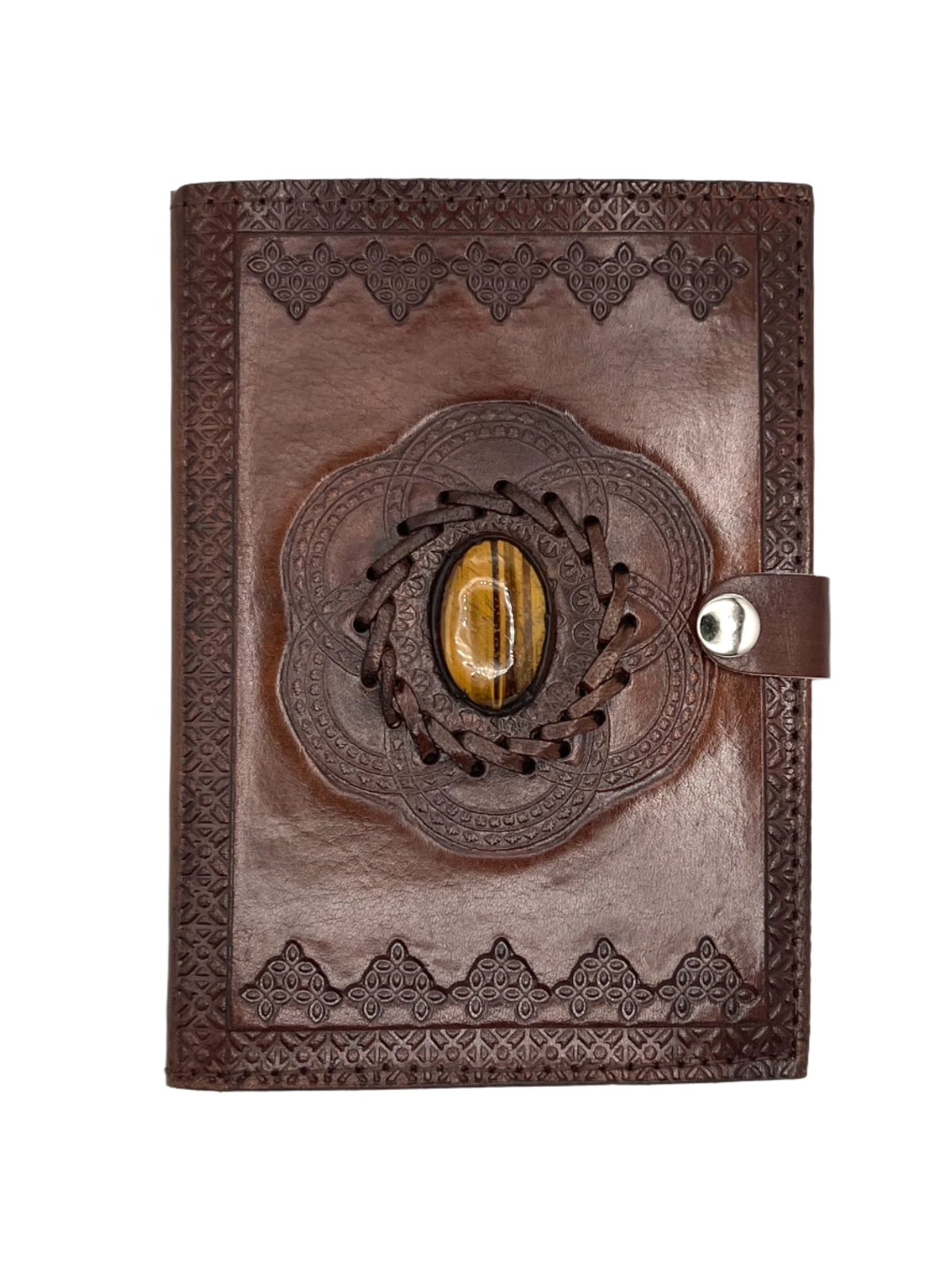 Camel Leather Gemstone Journal | Lotus | 7" x 5" x 1/2"