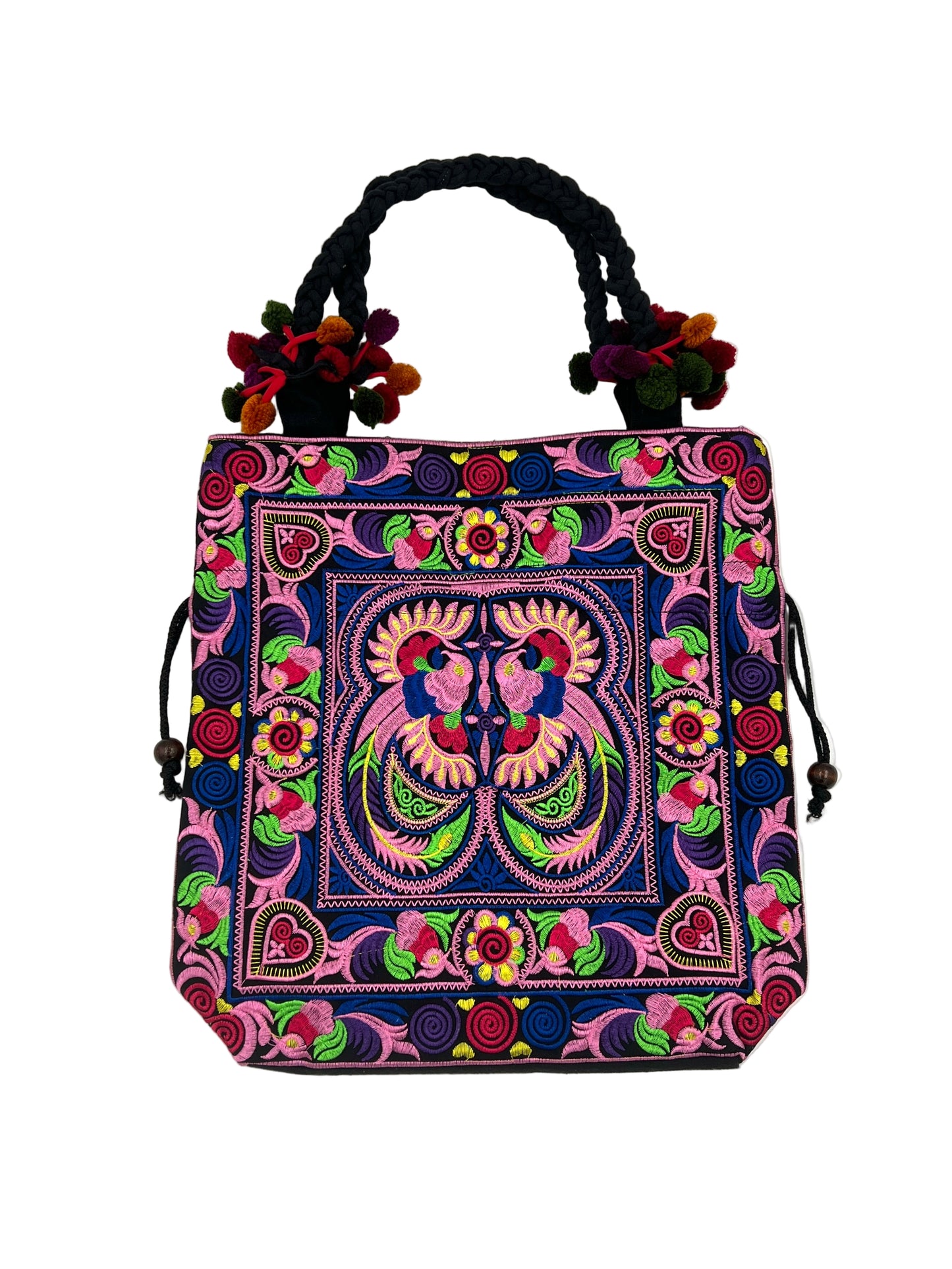Embroidered Bird Shoulder Bag