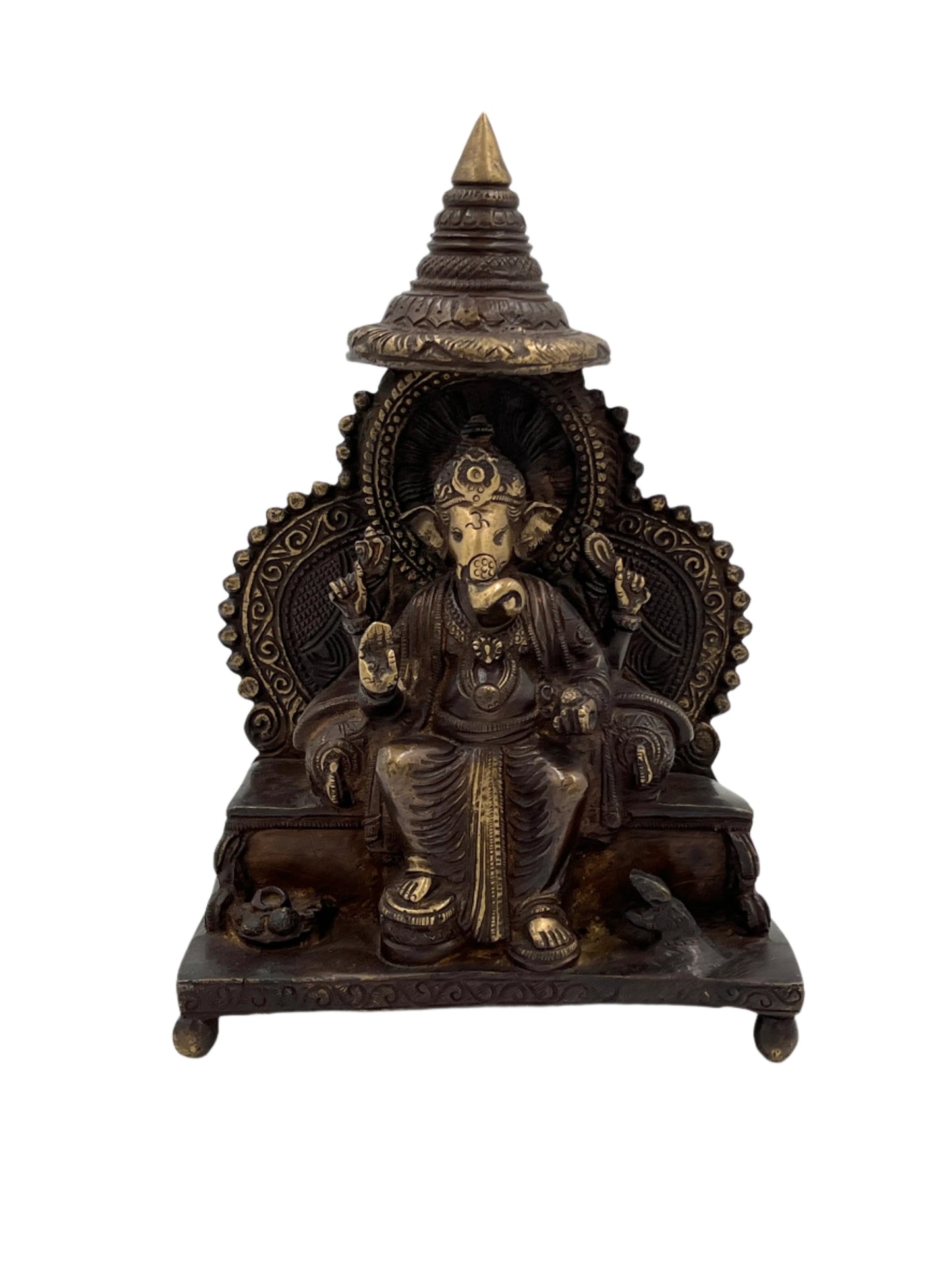 Hand Finished Brass Ganesh Statues - Remover of Obstacles 22cm x 15cm