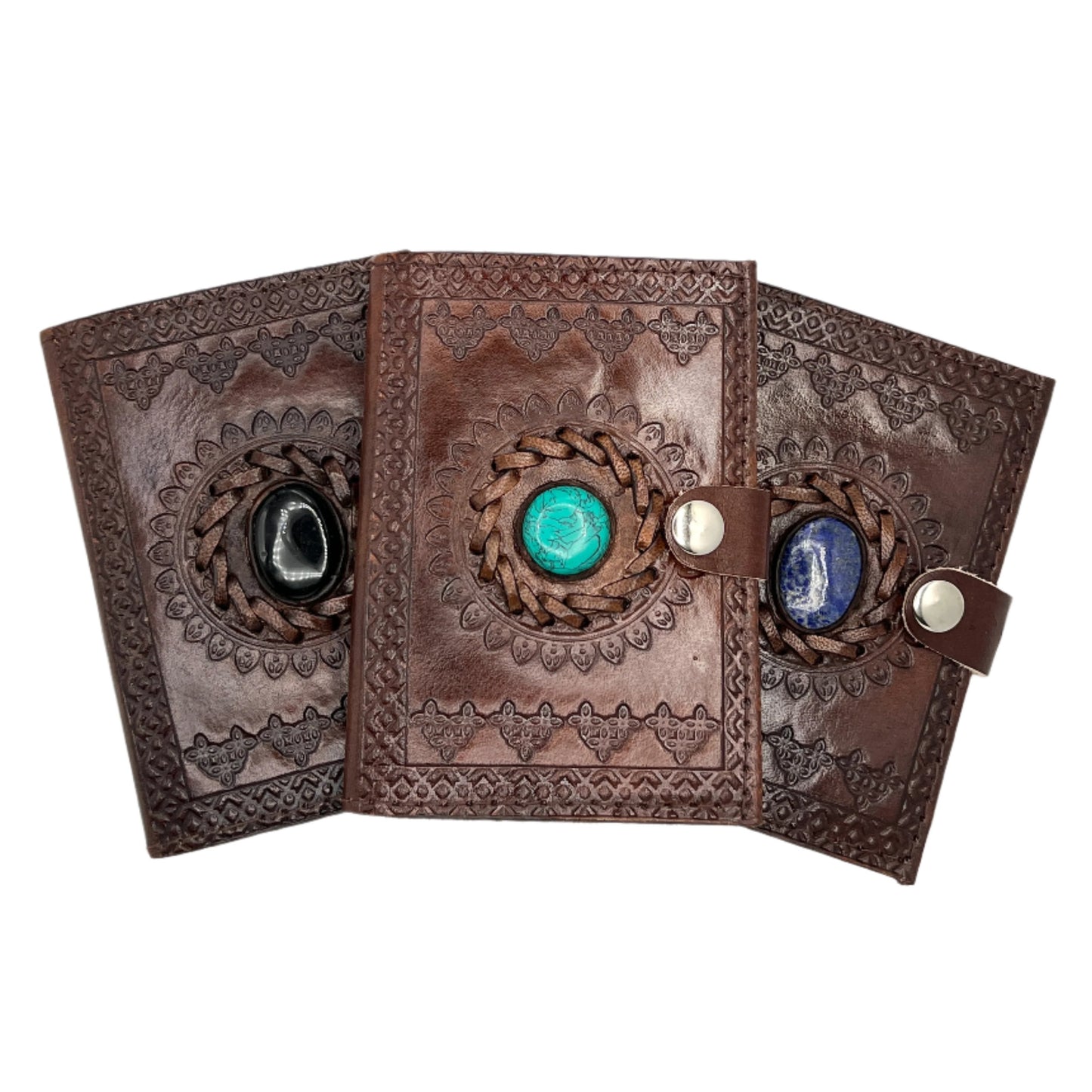 Camel Leather Gemstone Journal | Mandala | 5" x 3.5" x 1/2"