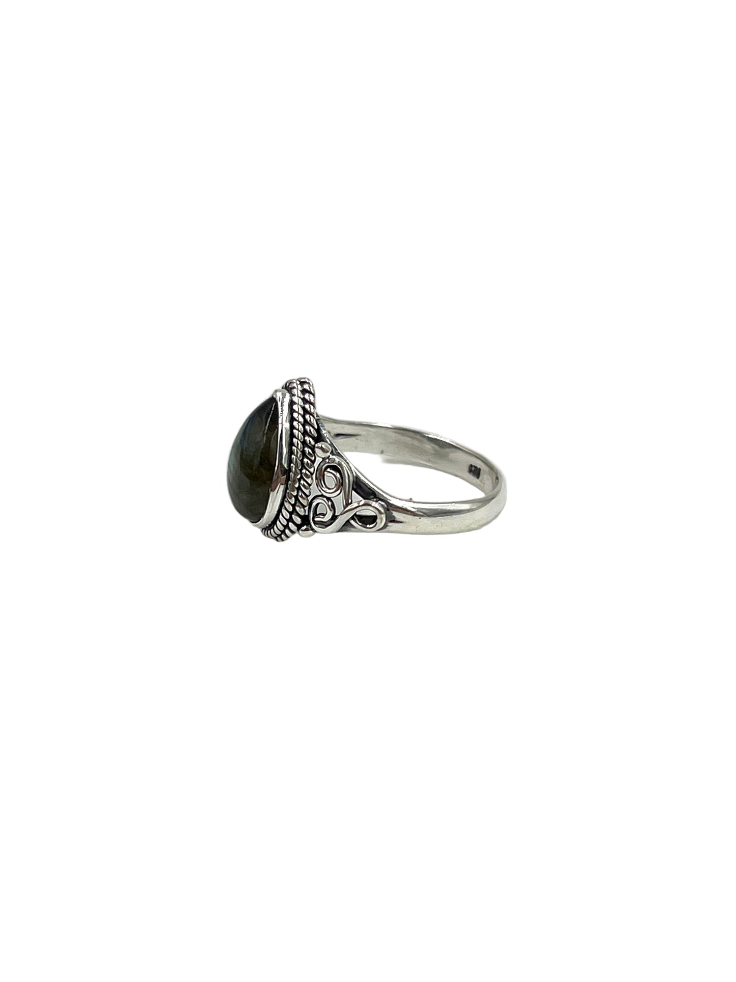Filigree Teardrop Labradorite Ring