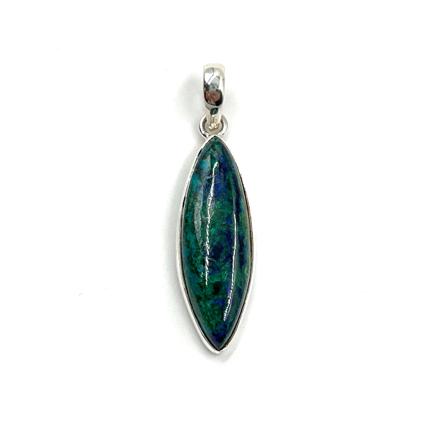 Sterling Silver Azurite Malachite Marquise Pendants