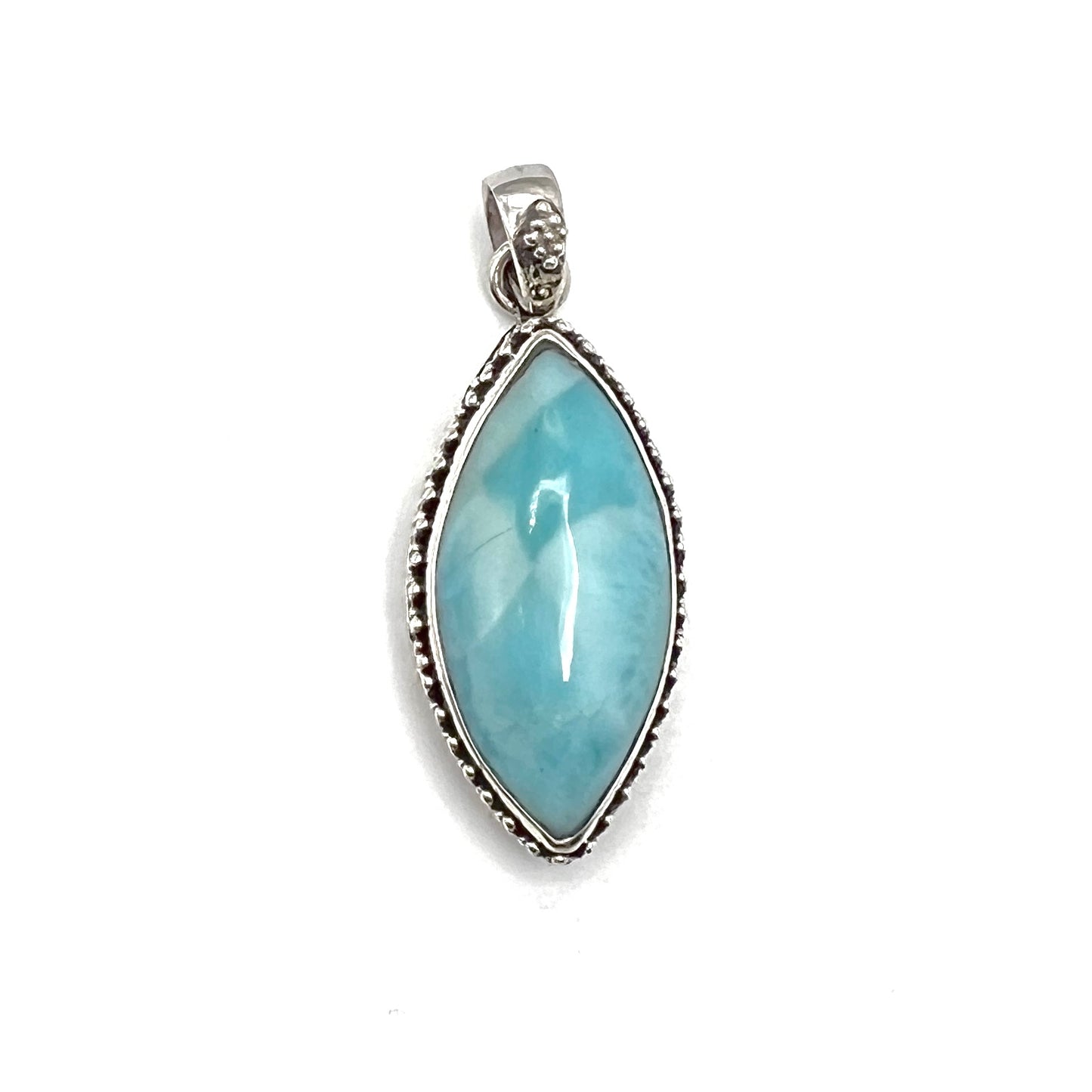 Sterling Silver Beaded Larimar Freeform Pendants