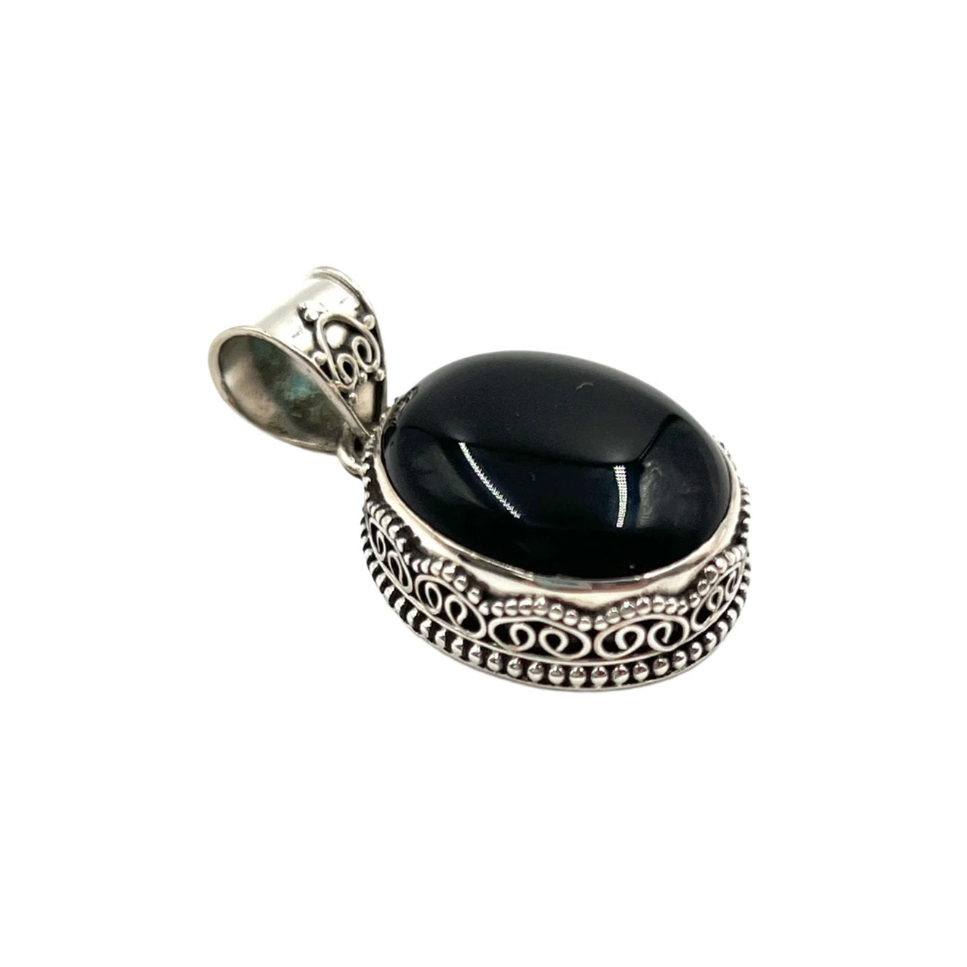 Onyx Filigree Oval Pendants