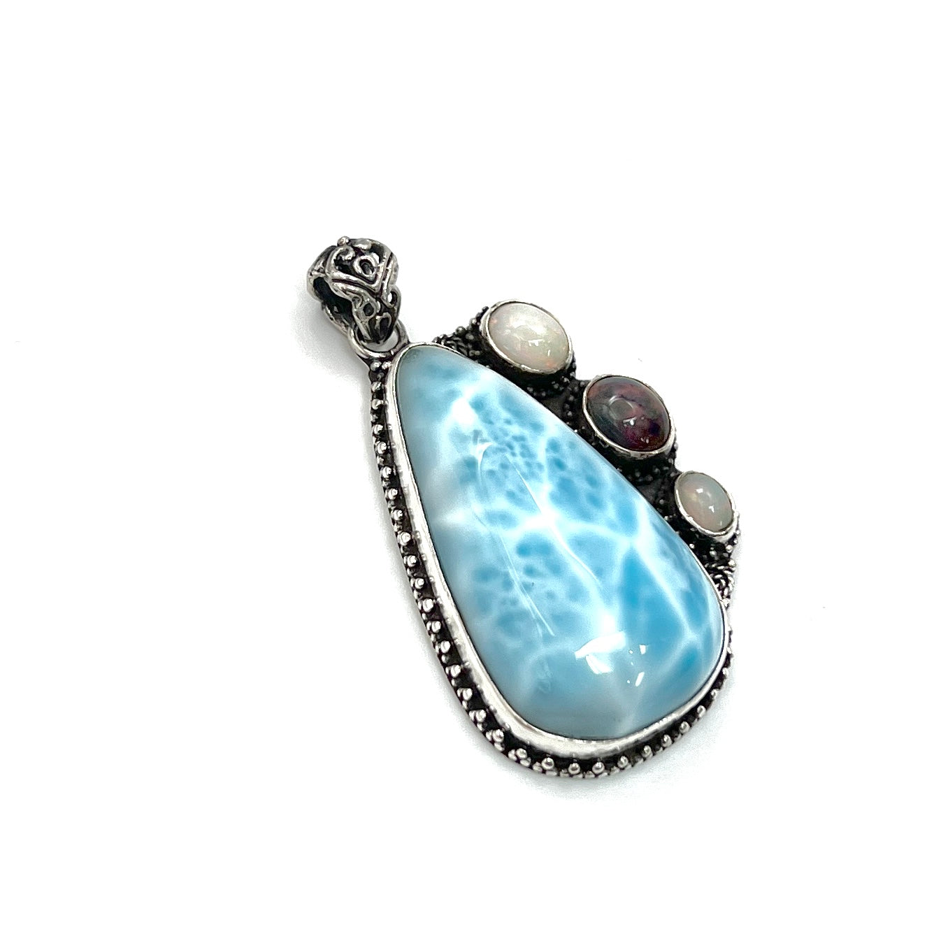 Sterling Silver Larimar & Triple Opal Pendants