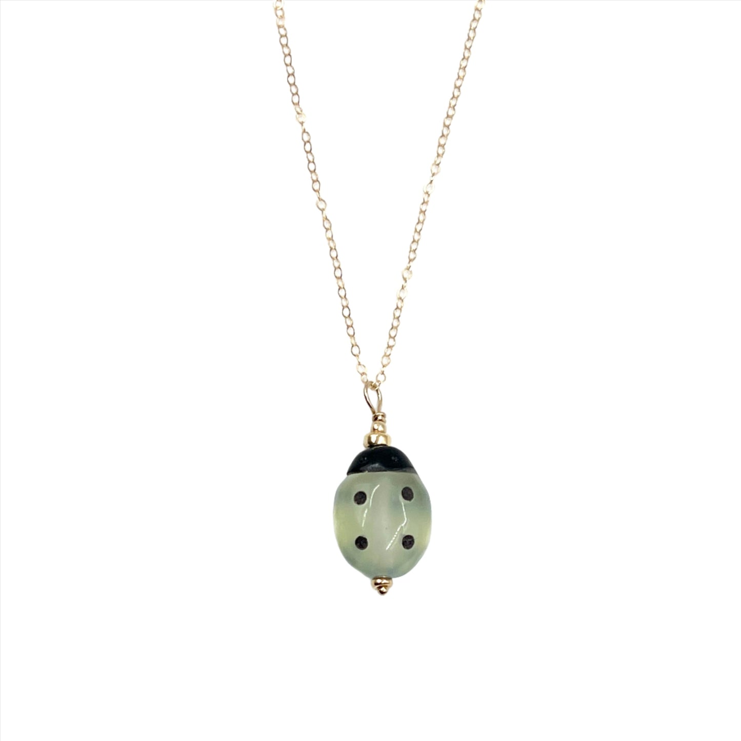 Jade Lady Bug Gold Filled Necklace