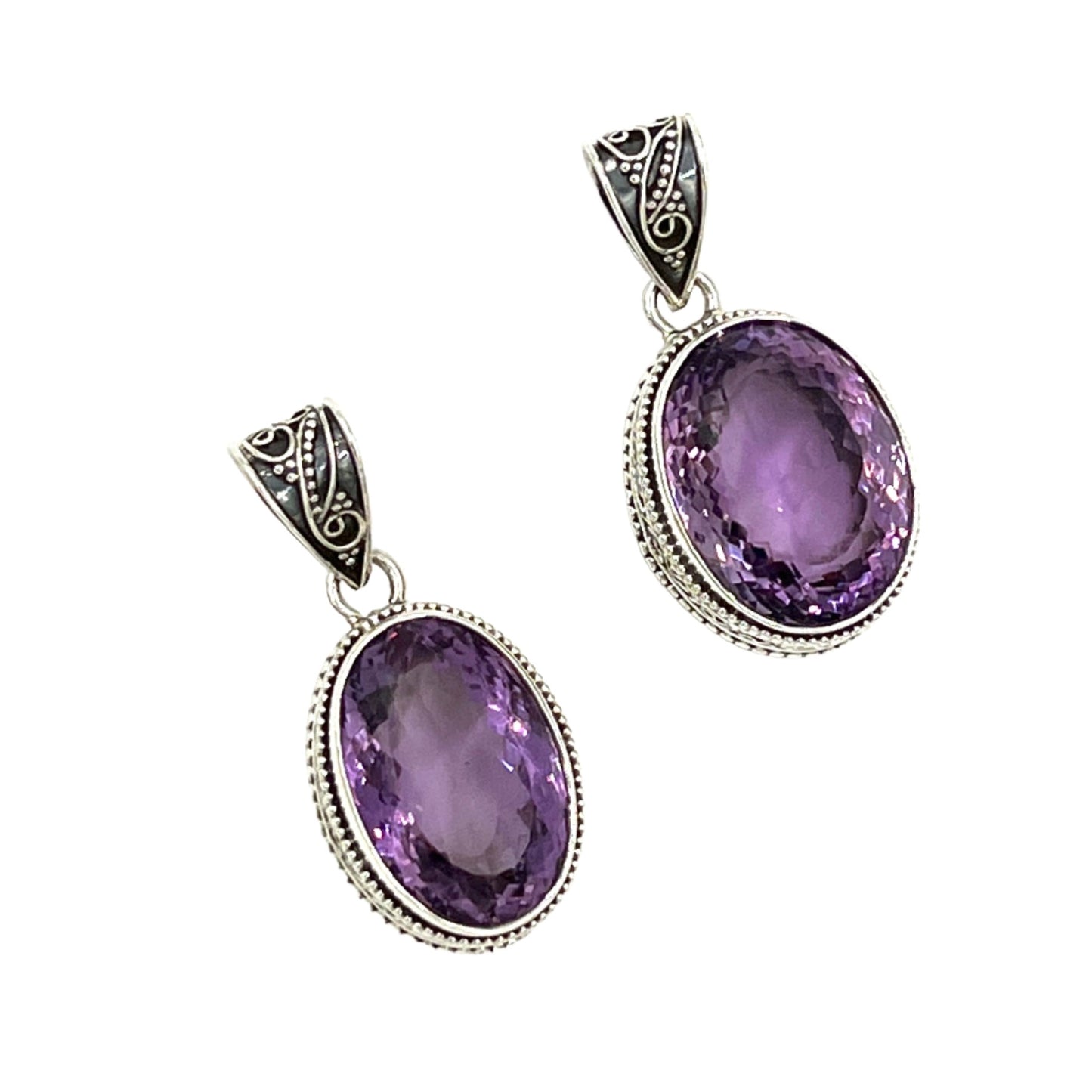 Sterling Silver Filigree Amethyst Pendants