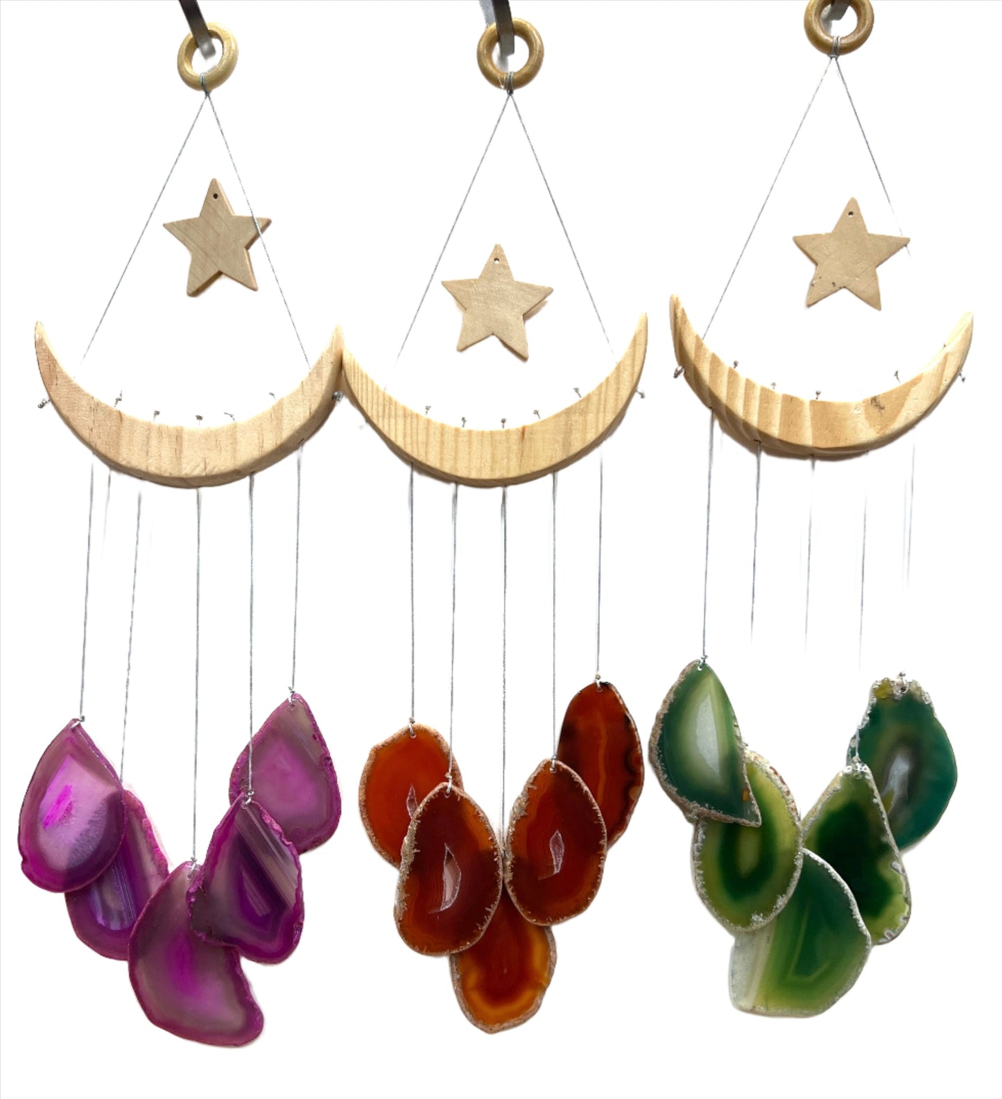 Agate Crescent Moon Wind Chime