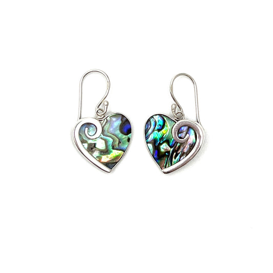 Sterling Silver Heart Abalone Earrings